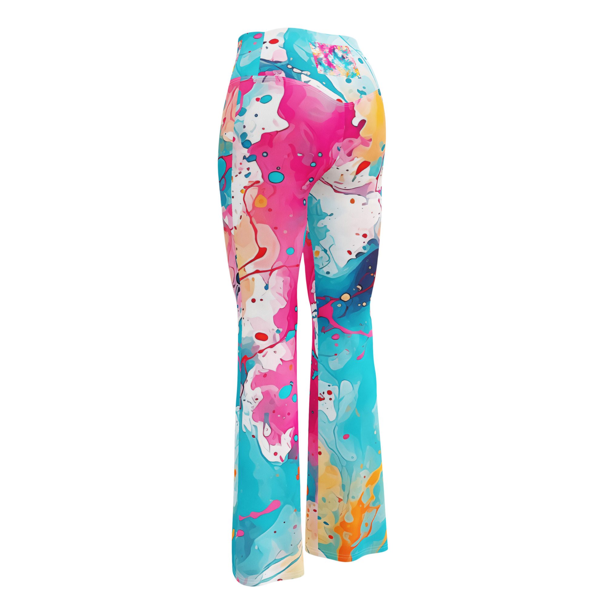 Elegant Rose Green ,Eco-Friendly Beautiful Carnival Beach Colors Flare Leggings for Girls - Image 11