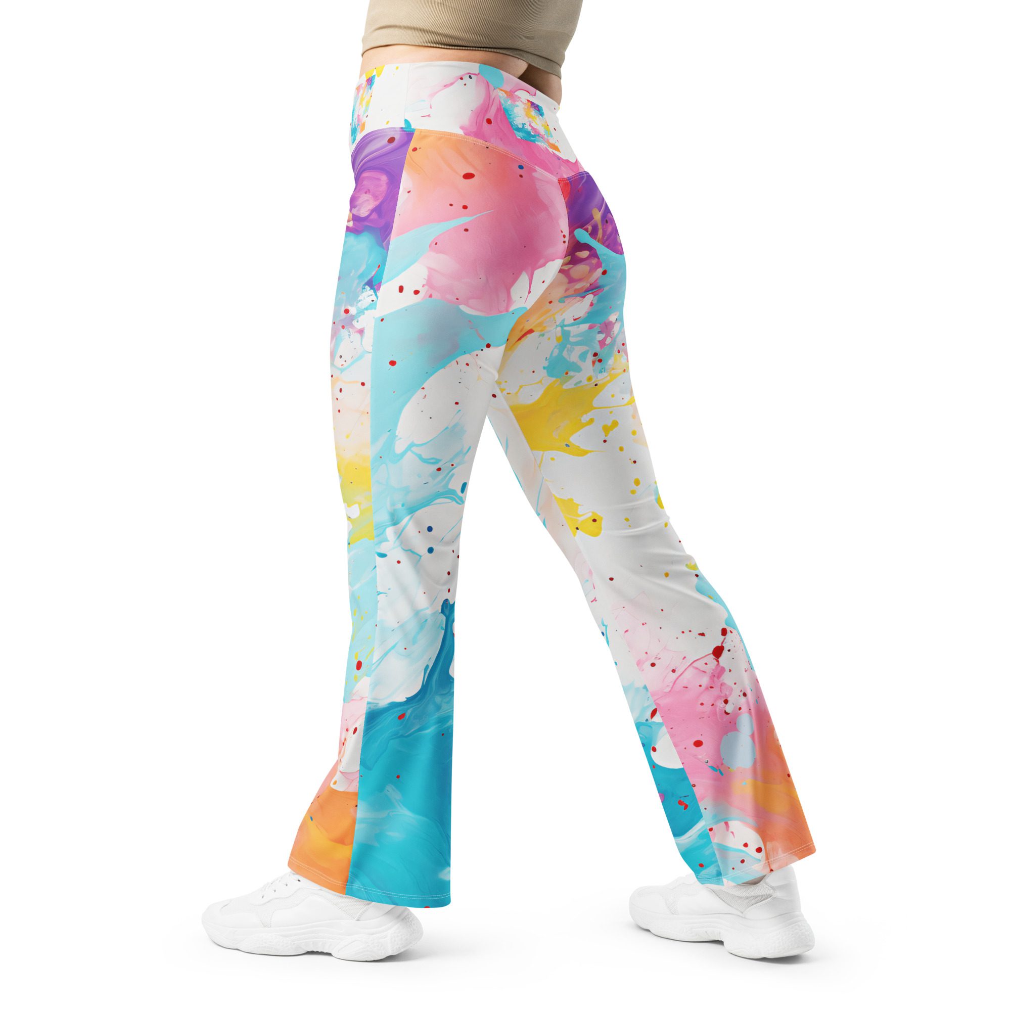 Girls Womens Flare Leggings Outfit Elevate Your Style and Enhance Your Figure with Beautiful Carnival Beach Color Flared Leggings - Image 5