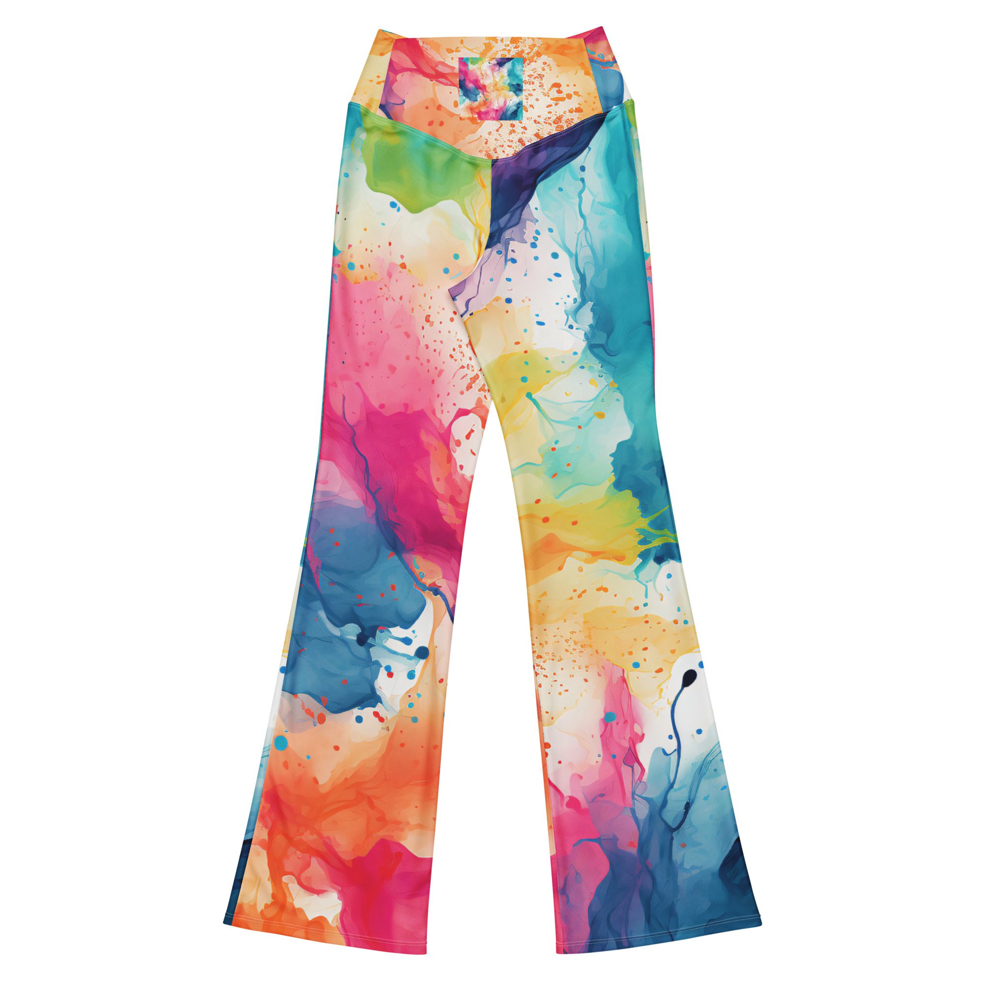 Super Comfortable,Elegant ,Beautiful flared leggings outfit for women,Green pink Flare leggings - Image 10