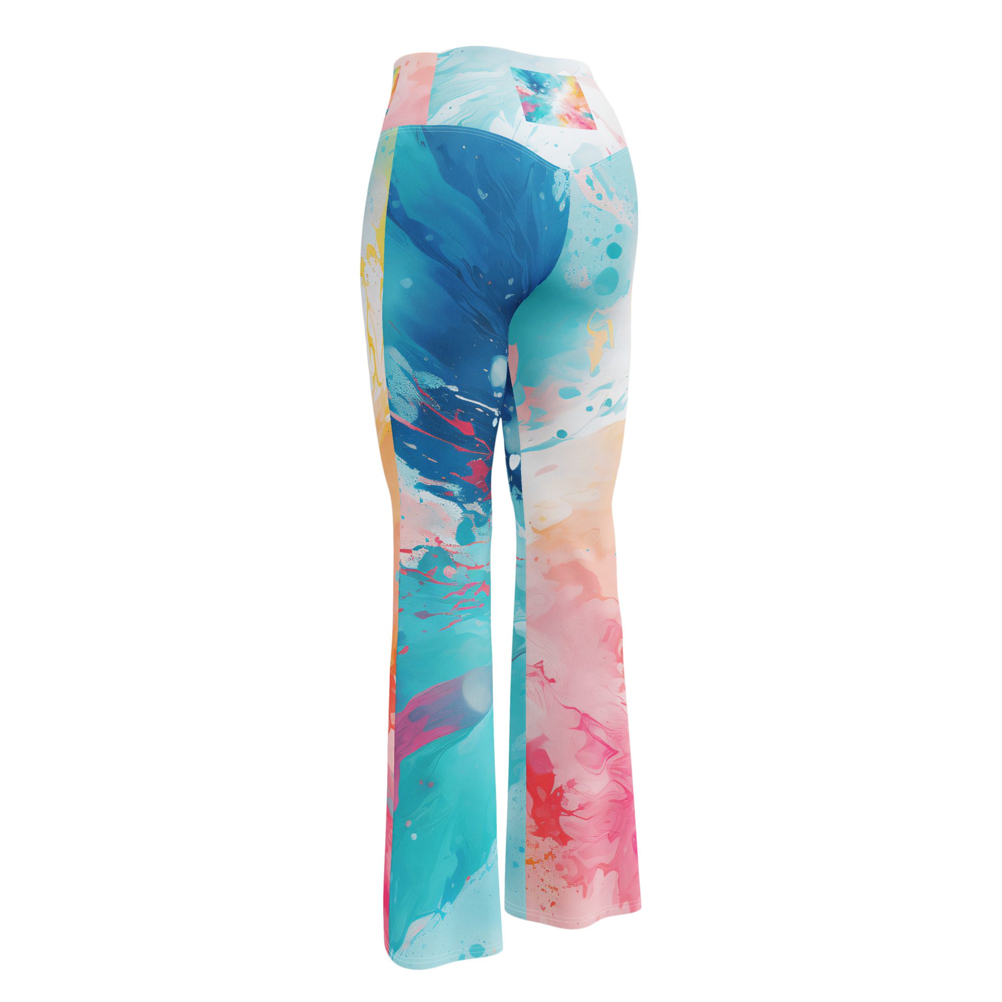 Stunning Flare Leggings Outfit, a must-have for your wardrobe! Green and pink Flare Leggings - Image 8