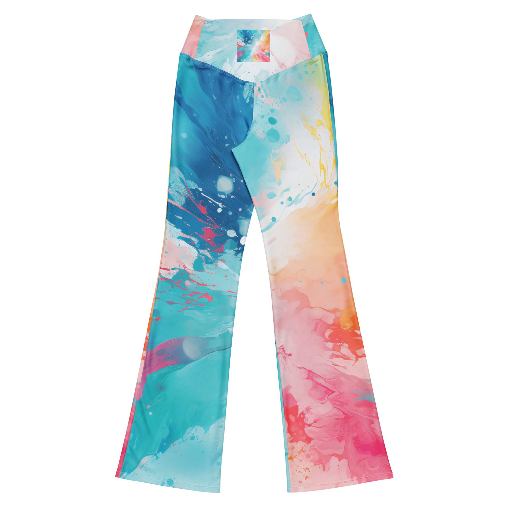 Stunning Flare Leggings Outfit, a must-have for your wardrobe! Green and pink Flare Leggings - Image 9