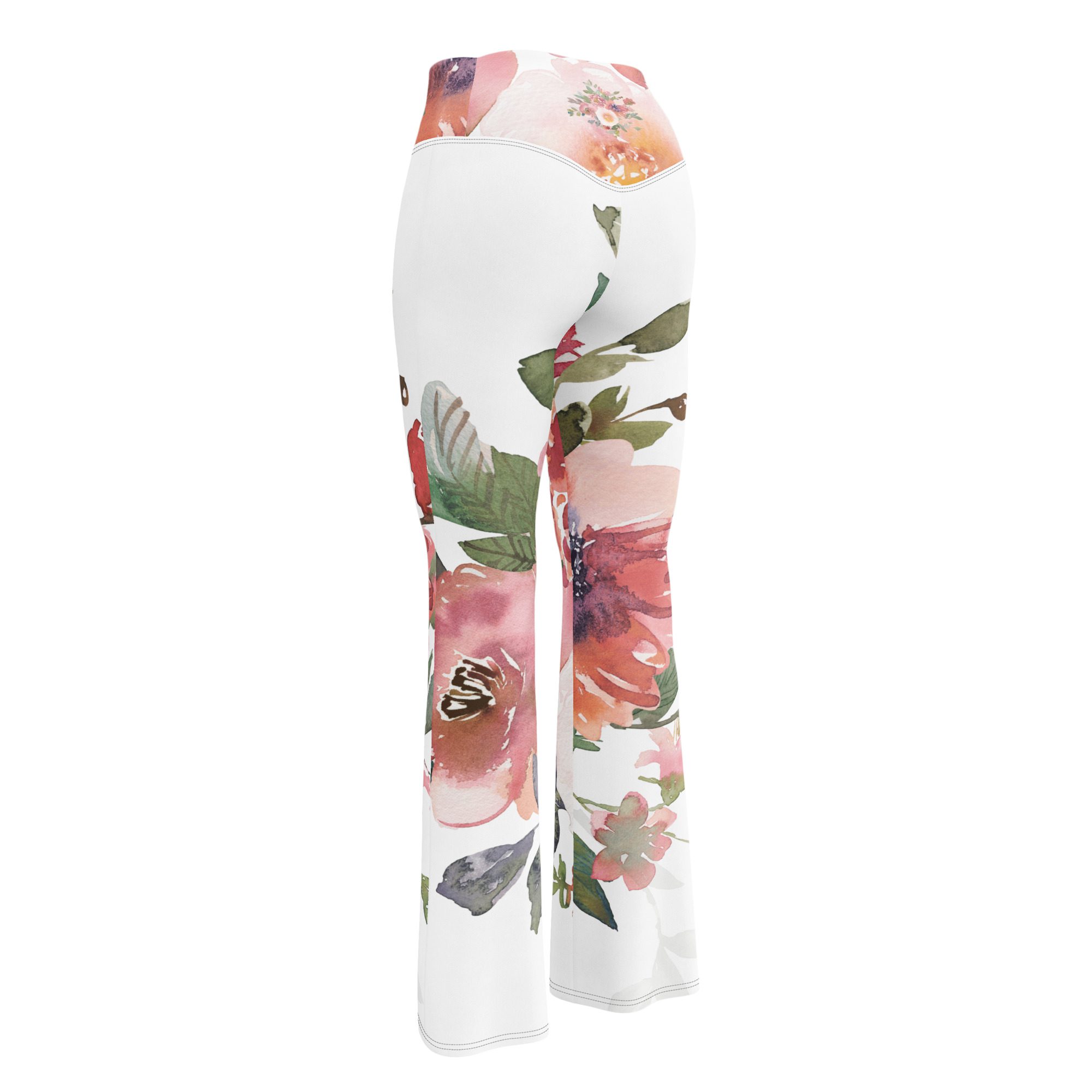 Eco-Chic Elegance Recycled Flare Leggings with a Floral Twist Pink Flower Power! - Image 7