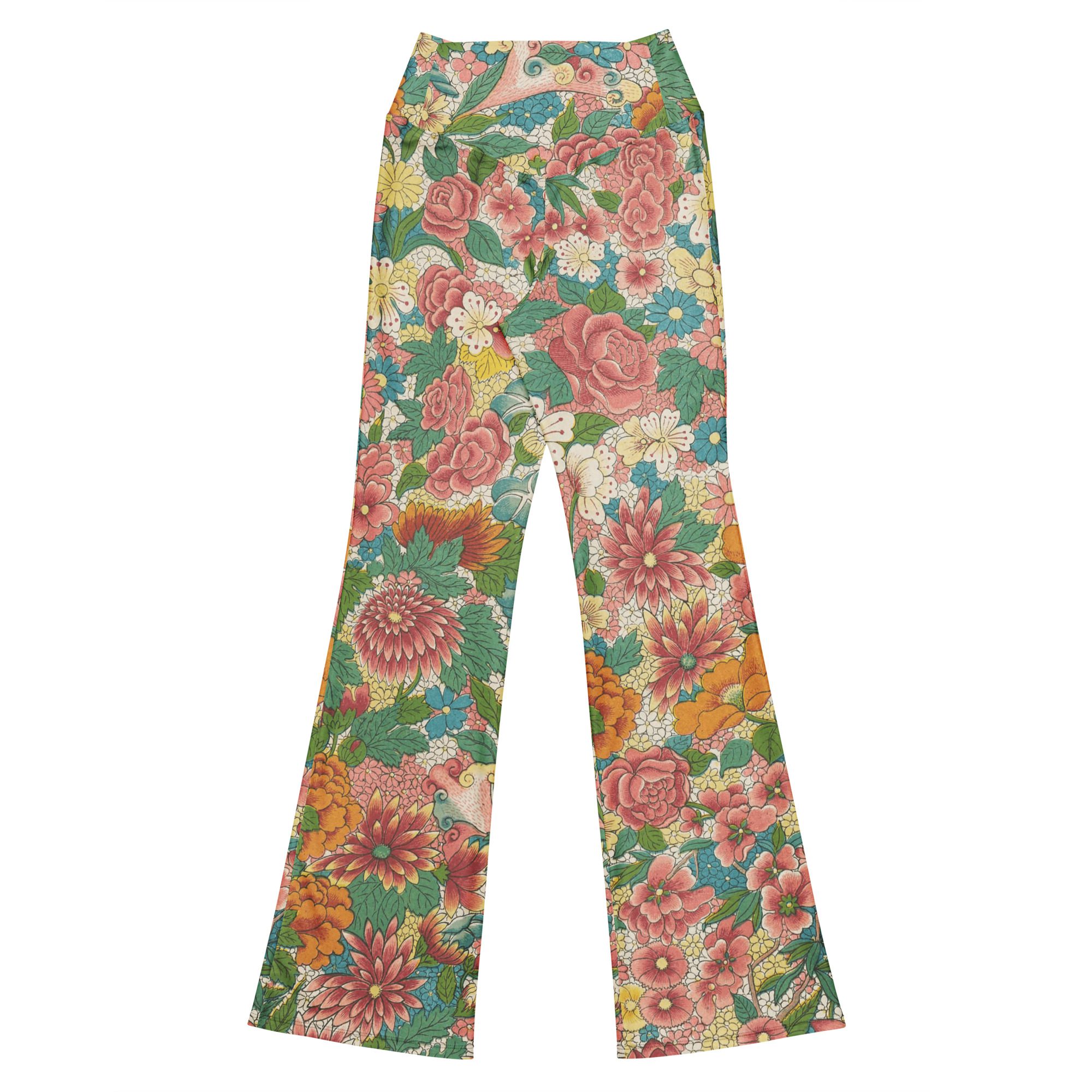 Blossoming Beauty,Health,Wealth and Honor with Luxury Flower Flared Leggings - Recycled, Comfortable, and Stylish! - Image 12