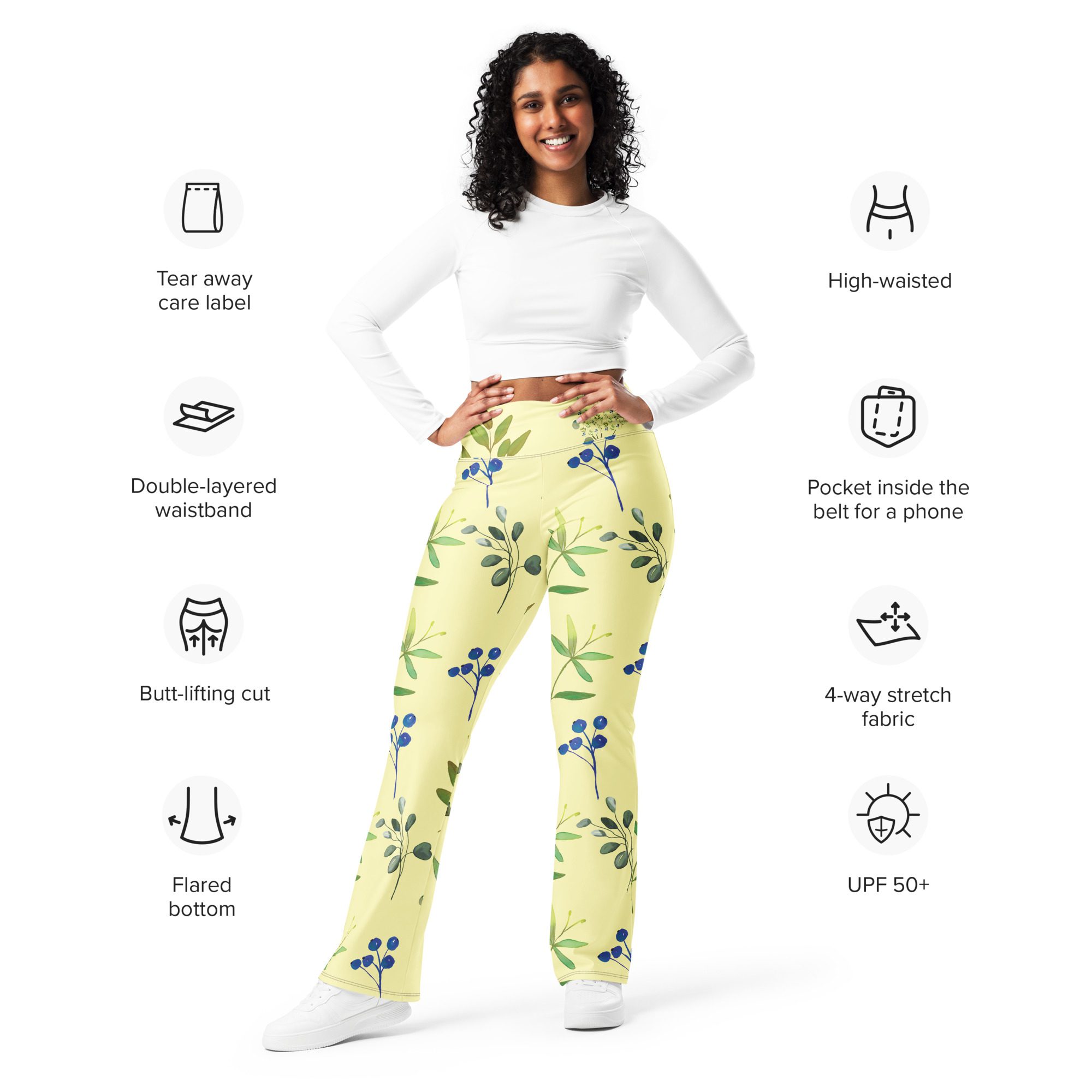 Sunshine State of Mind High-Waisted Flare Leggings for Wellness and Style Eco-Friendly - Image 12