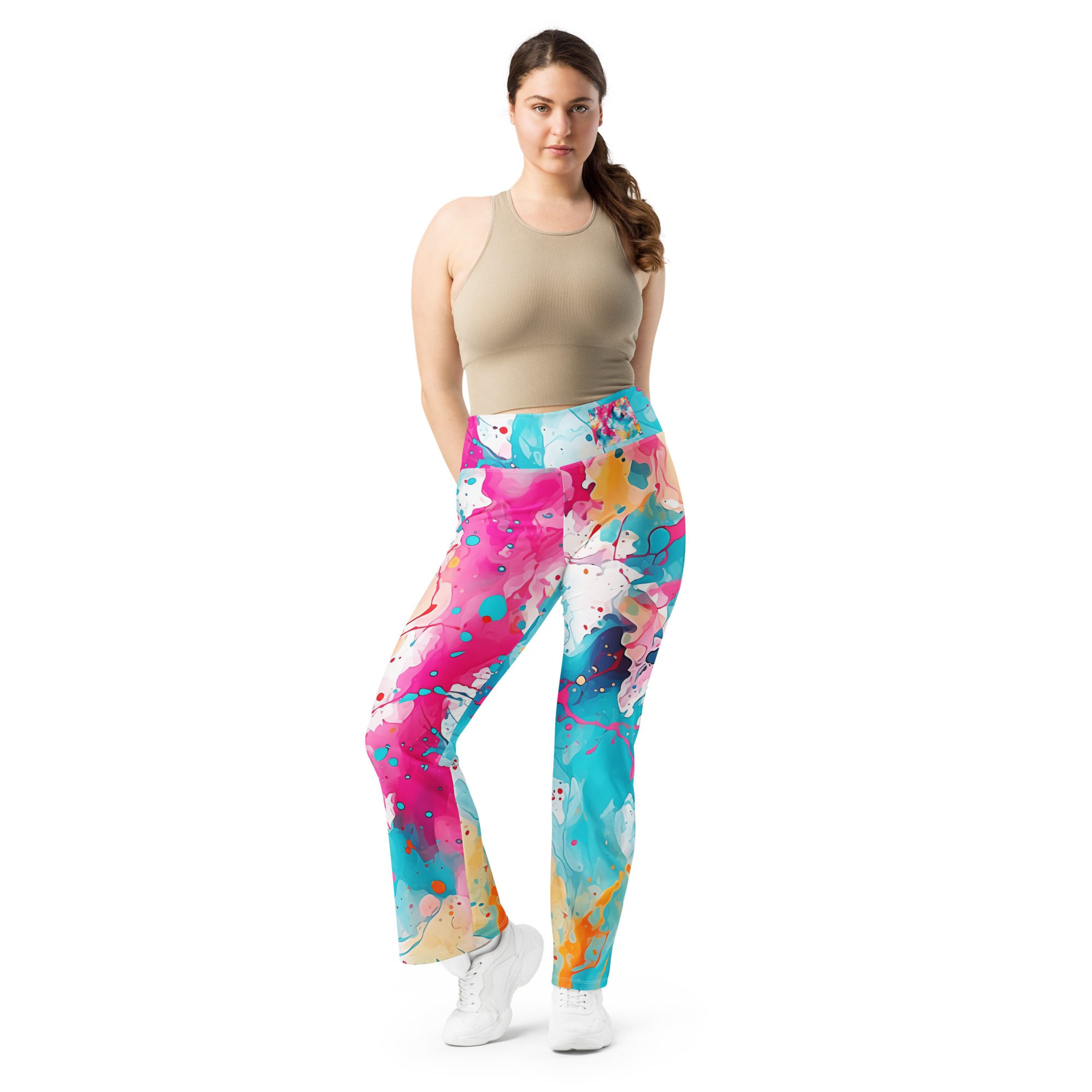 Elegant Rose Green ,Eco-Friendly Beautiful Carnival Beach Colors Flare Leggings for Girls Elegant Rose Green ,Eco-Friendly Beautiful Carnival Beach Colors Flare Leggings for Girls