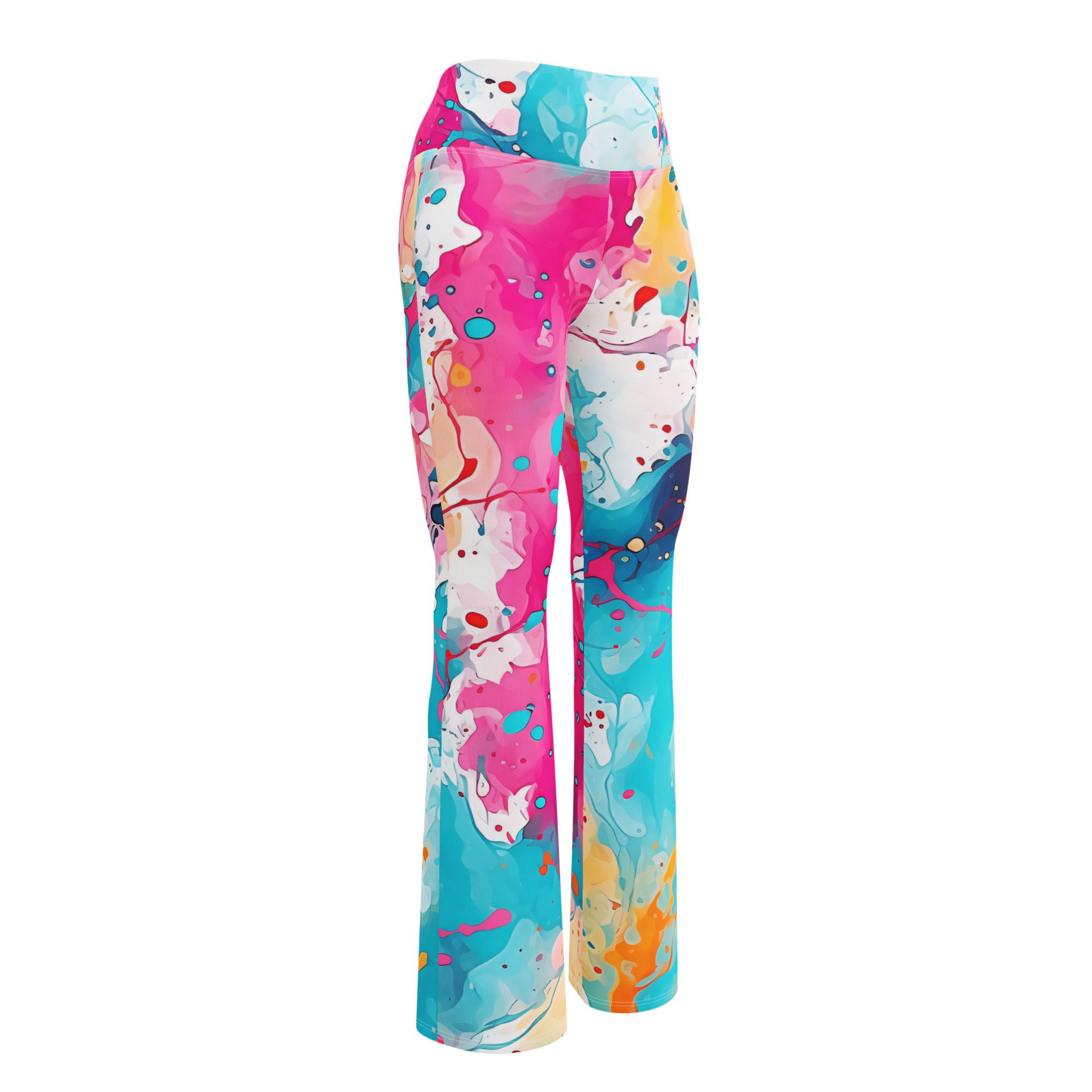 Elegant Rose Green ,Eco-Friendly Beautiful Carnival Beach Colors Flare Leggings for Girls - Image 9
