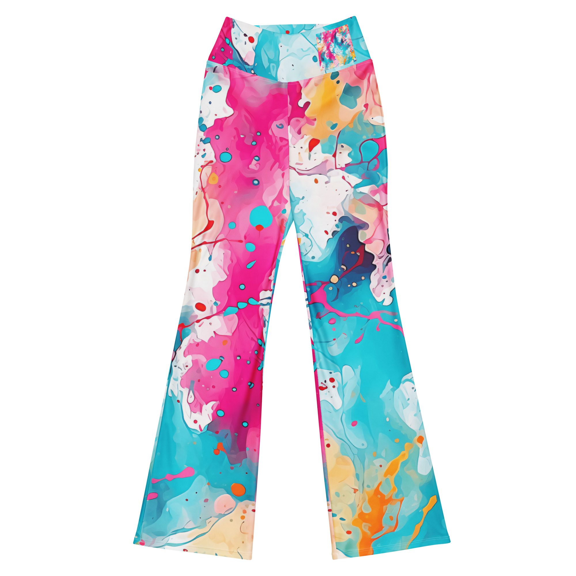 Elegant Rose Green ,Eco-Friendly Beautiful Carnival Beach Colors Flare Leggings for Girls - Image 10