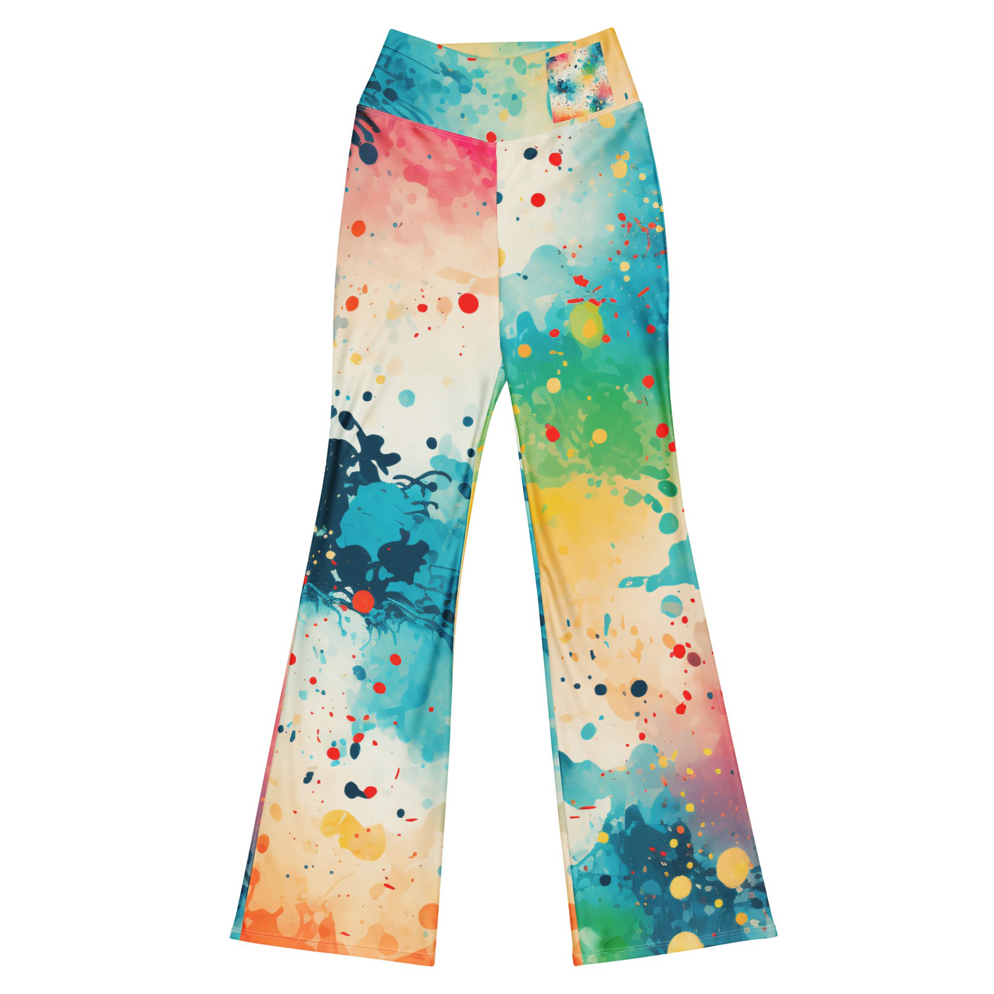 Eco-Friendly Flare Leggings for Girls – Beautiful Carnival Beach Colors Green light pink Flare Leggings - Image 11