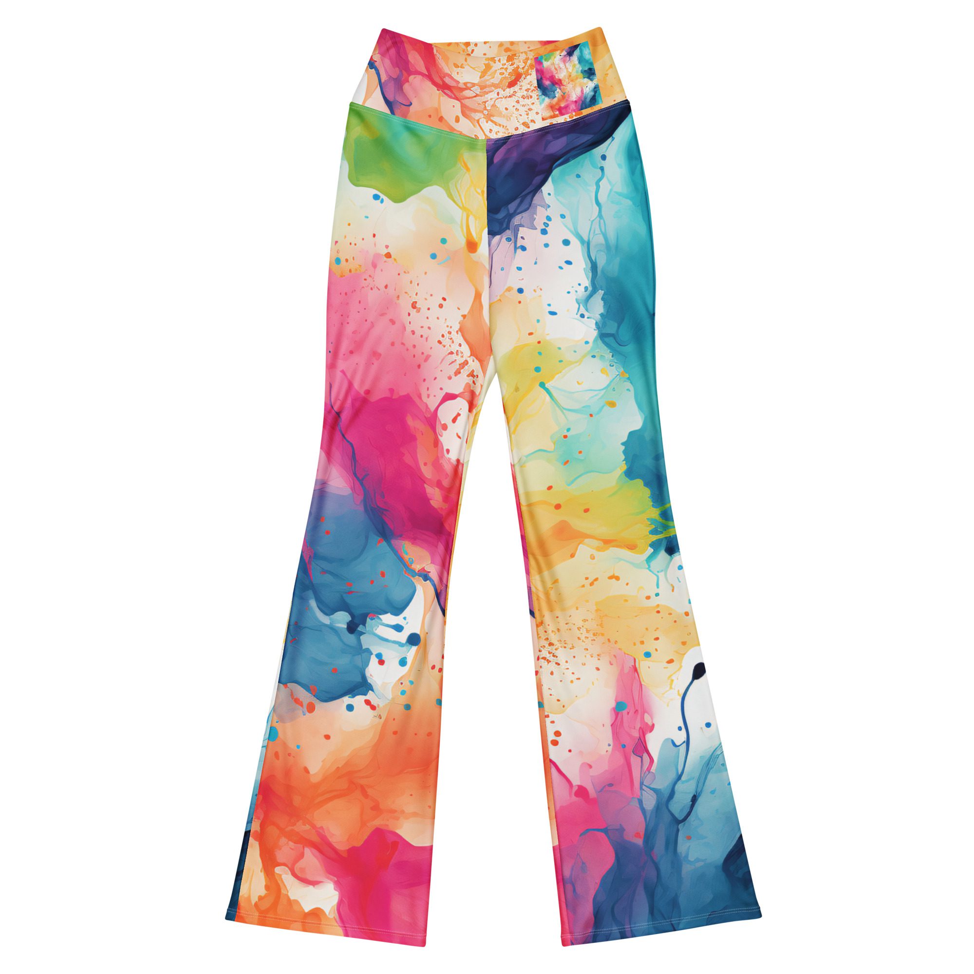 Super Comfortable,Elegant ,Beautiful flared leggings outfit for women,Green pink Flare leggings - Image 11