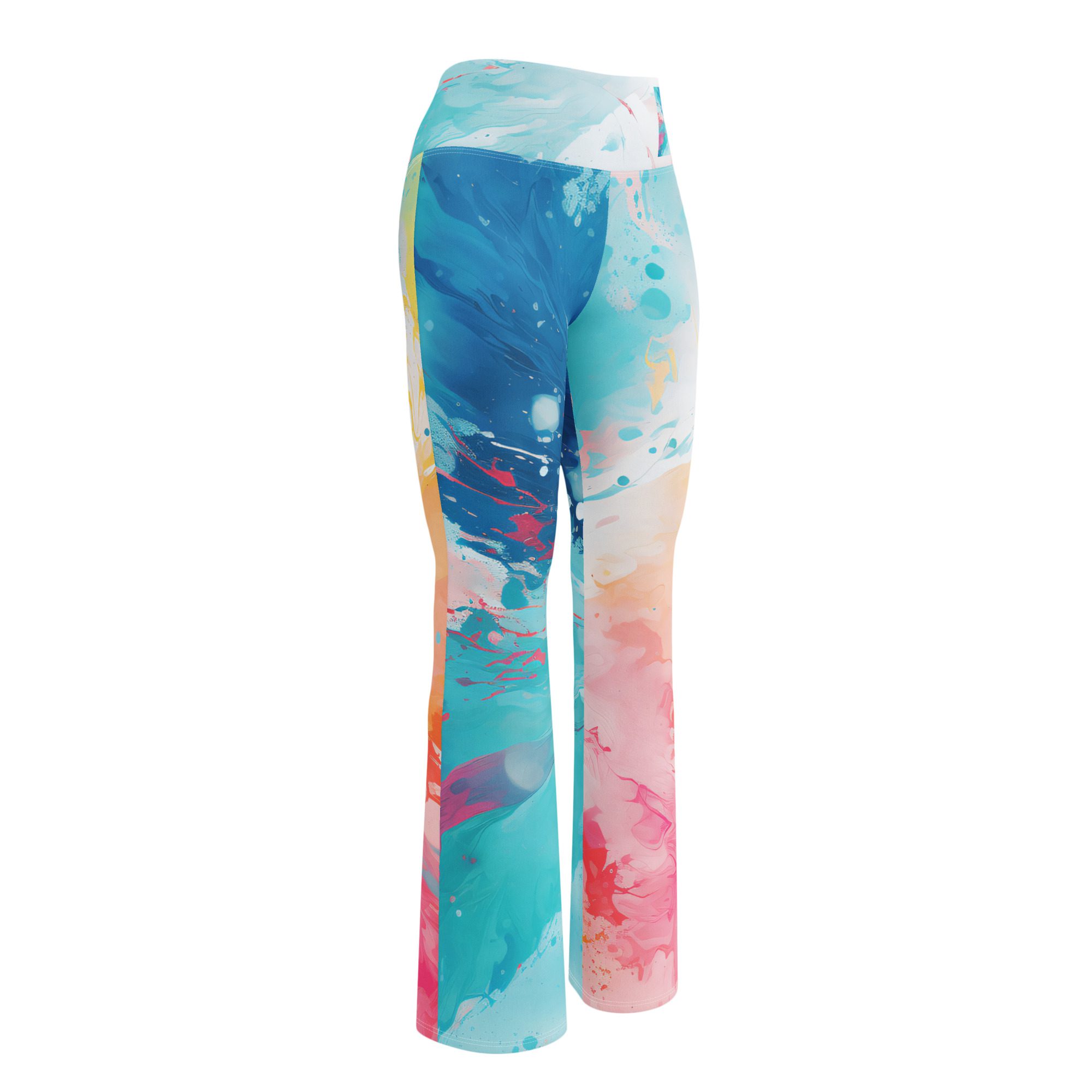Stunning Flare Leggings Outfit, a must-have for your wardrobe! Green and pink Flare Leggings - Image 7