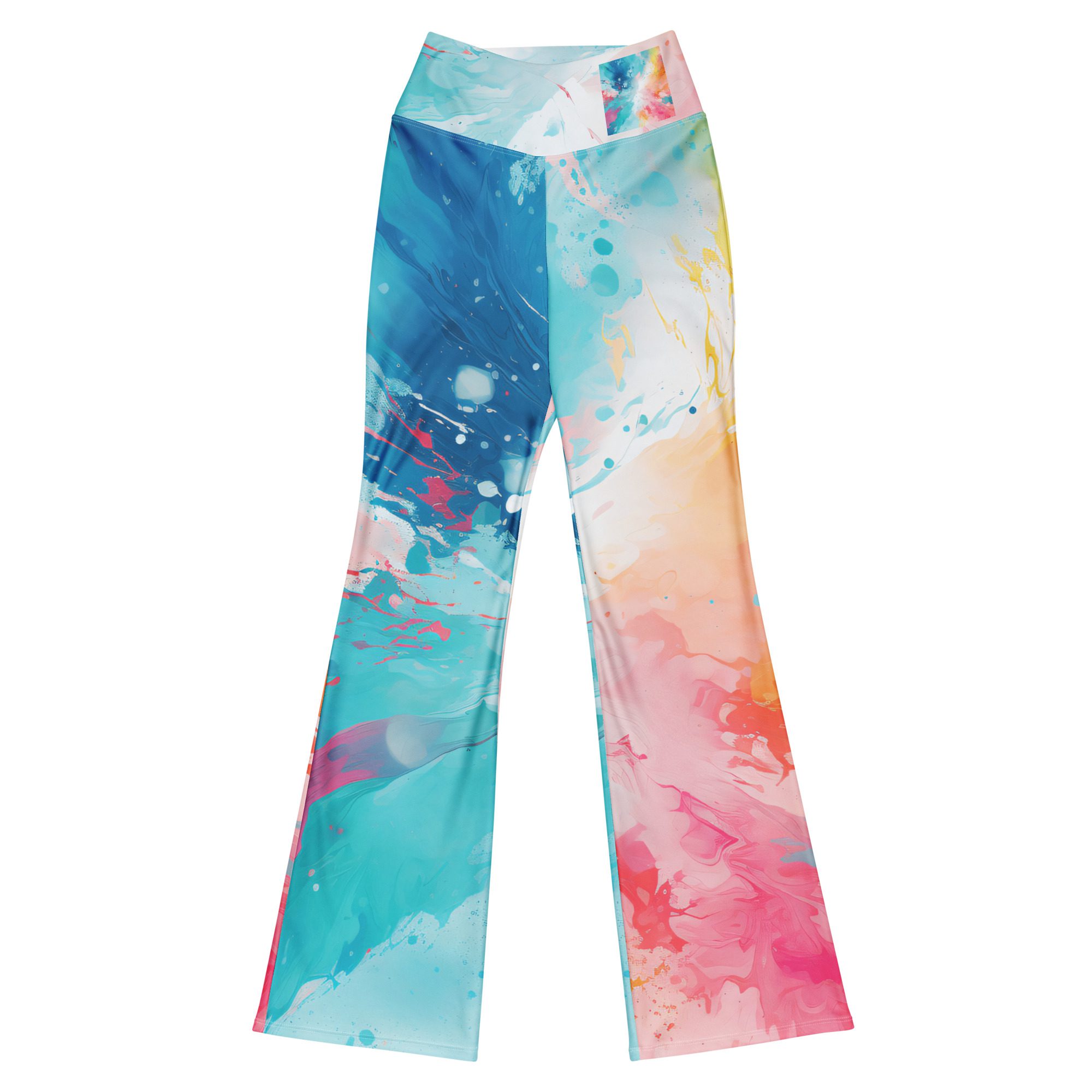 Stunning Flare Leggings Outfit, a must-have for your wardrobe! Green and pink Flare Leggings - Image 10