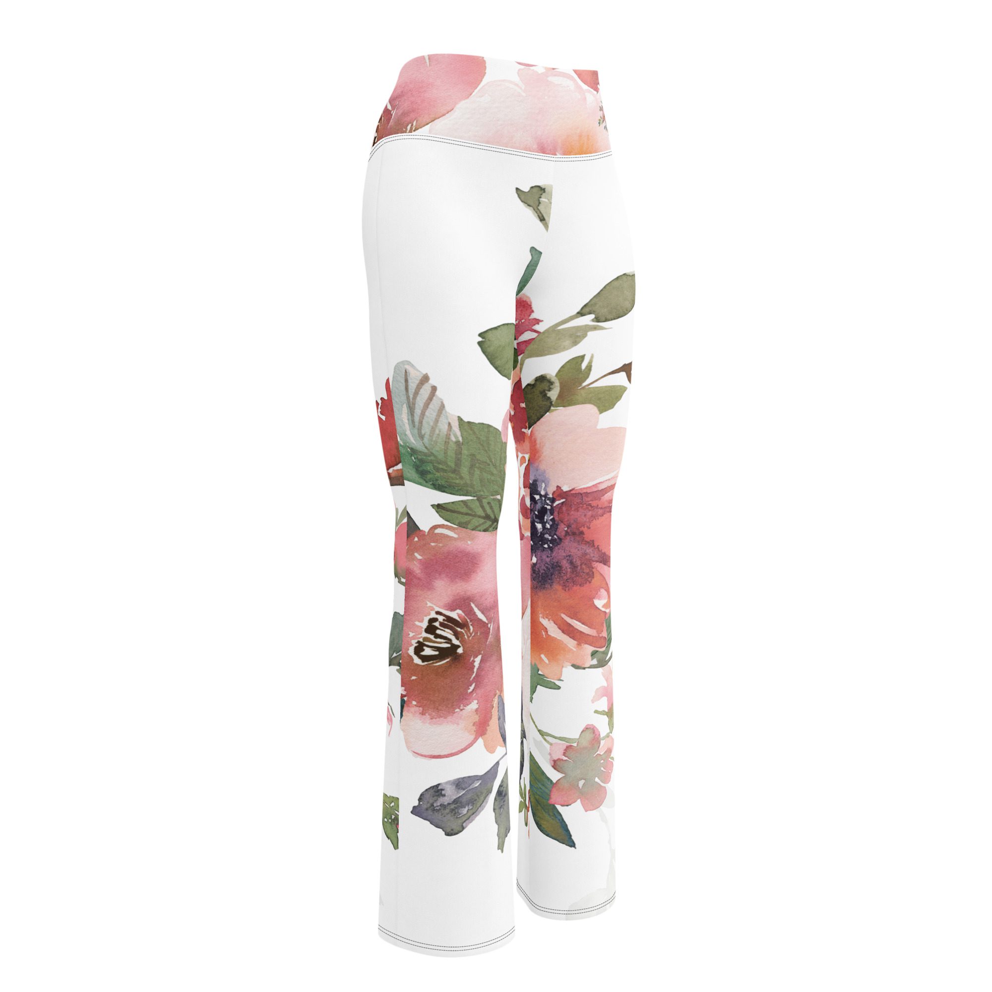 Eco-Chic Elegance Recycled Flare Leggings with a Floral Twist Pink Flower Power! - Image 6