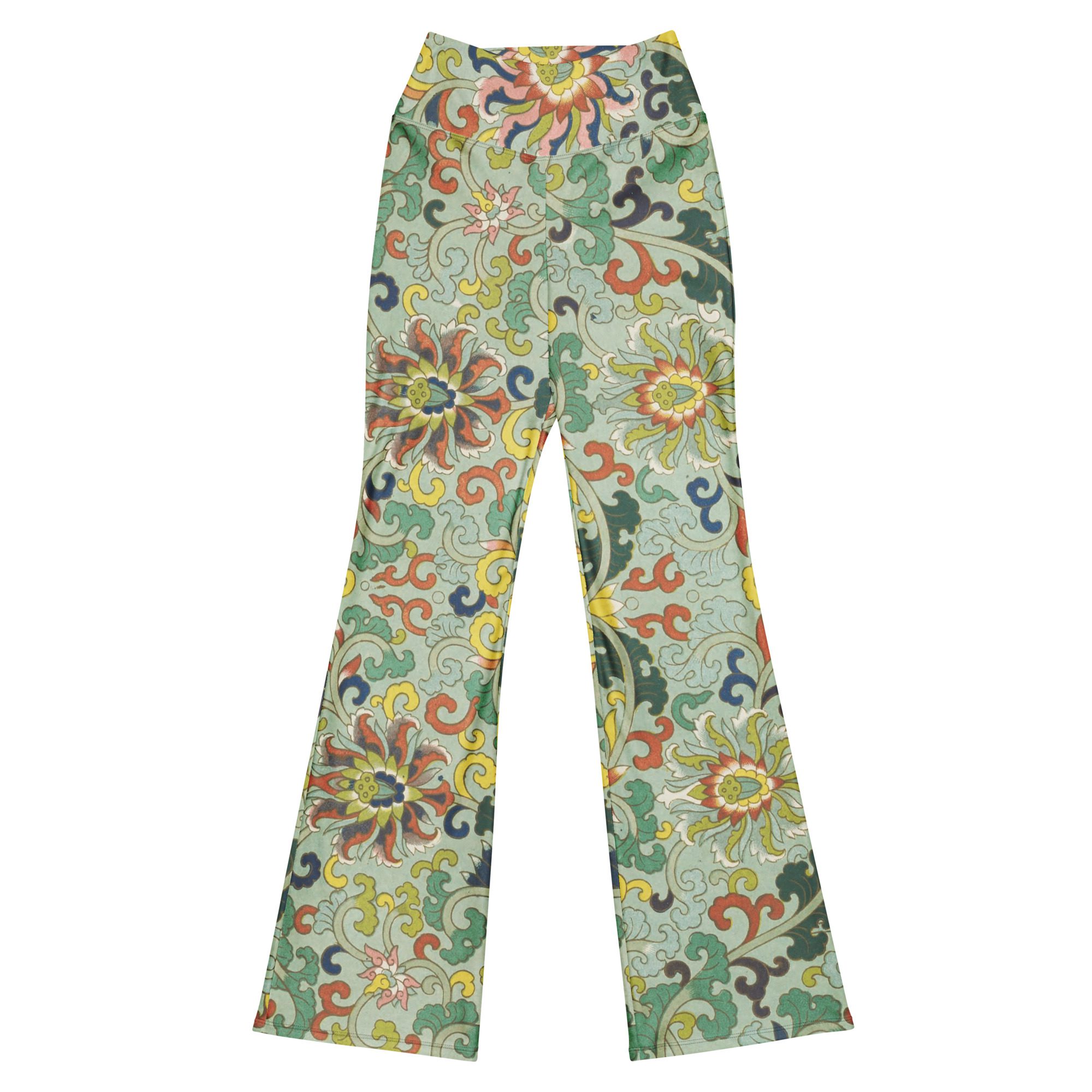Stylish, Elegance and Eco-Friendly Chinese Patterned Flower Flared Leggings