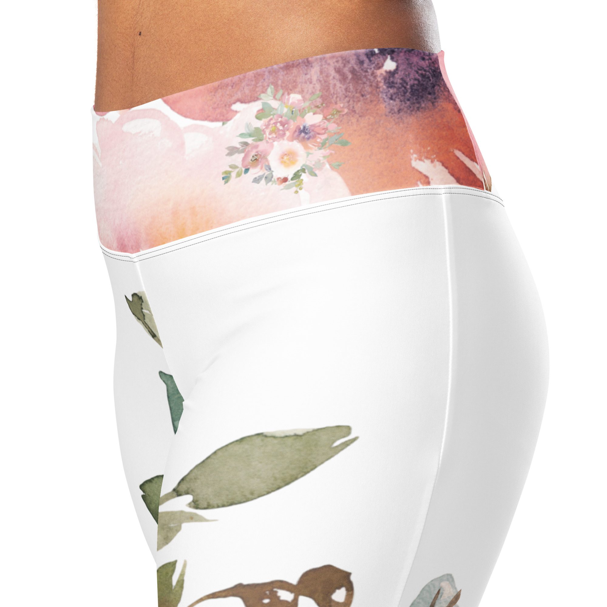 Eco-Chic Elegance Recycled Flare Leggings with a Floral Twist Pink Flower Power! - Image 11