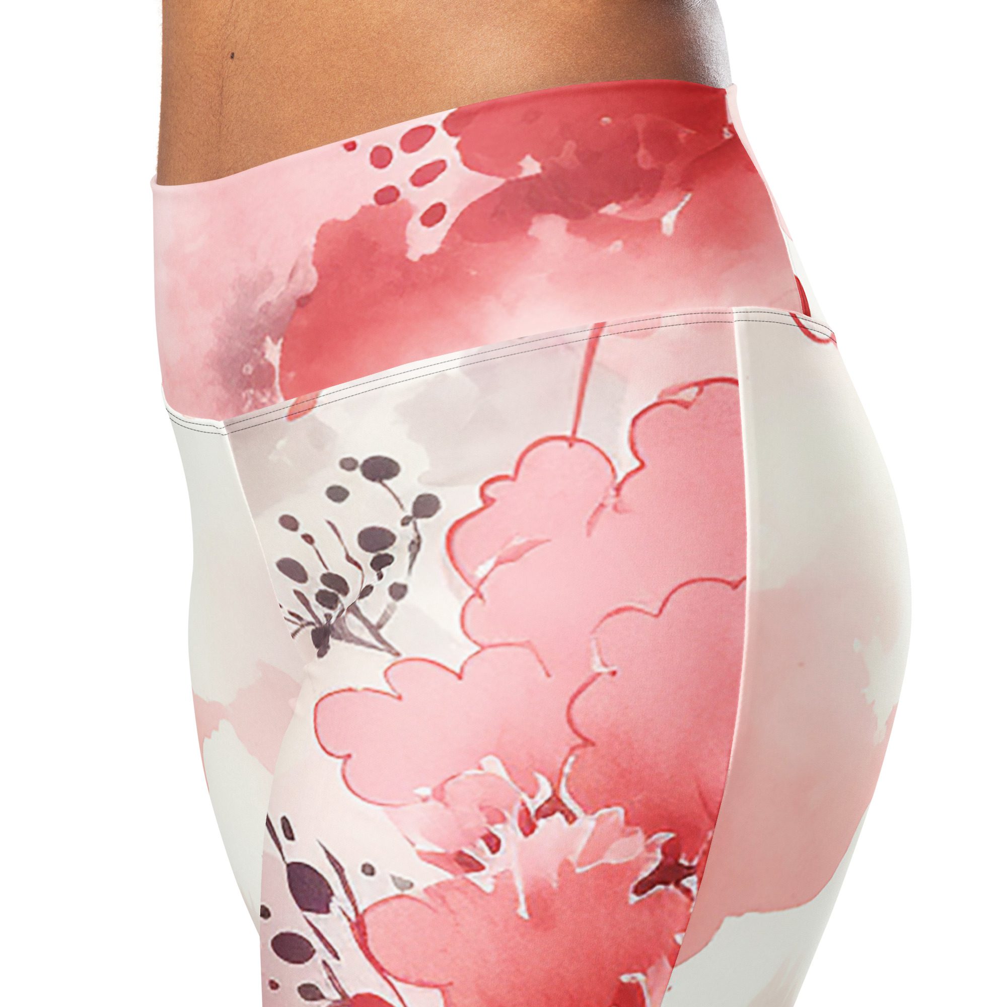 Recycled Flare Leggings with Beautiful Ink-Style Flower Design The Perfect Blend of Fashion, Comfort, and Sustainability - Image 6