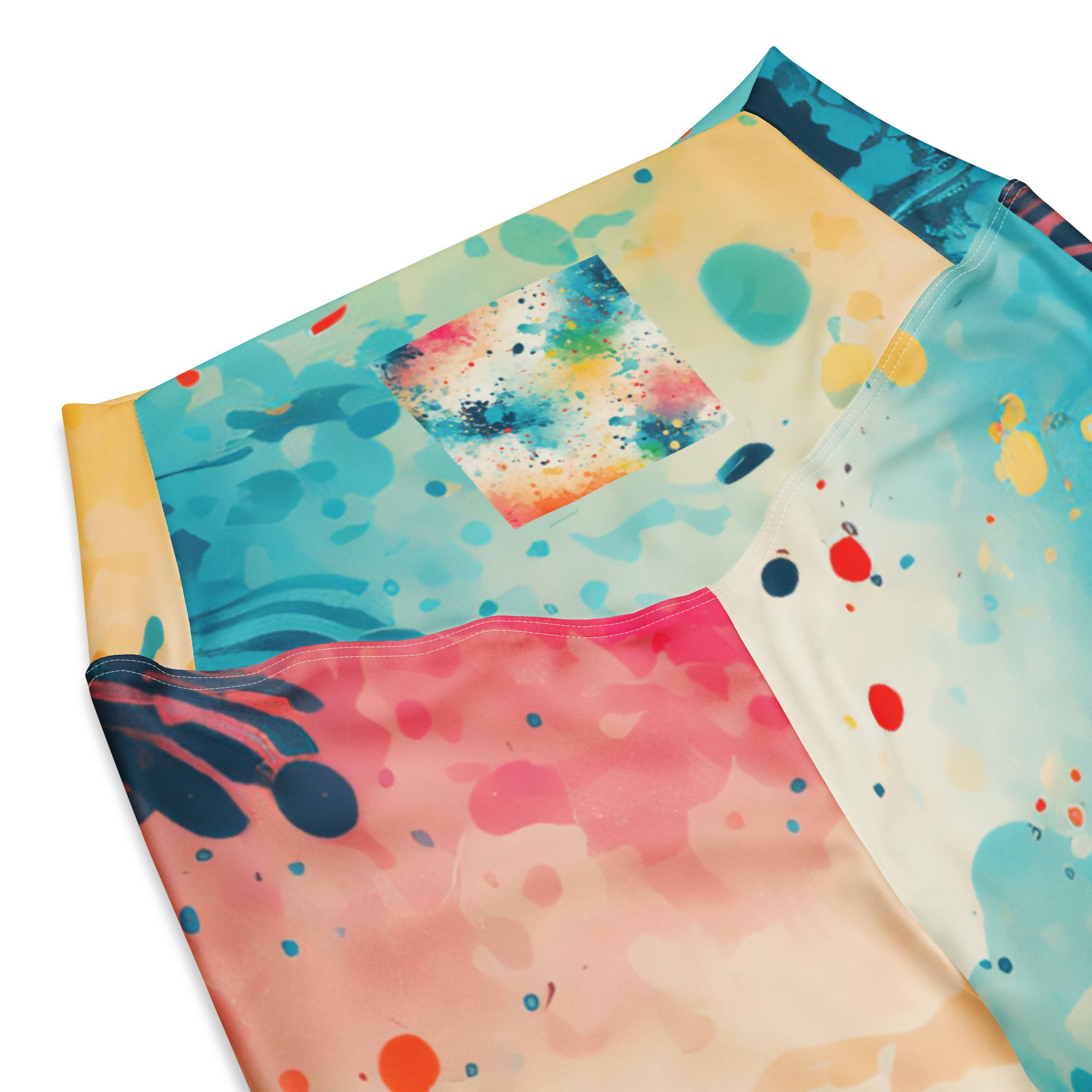 Eco-Friendly Flare Leggings for Girls – Beautiful Carnival Beach Colors Green light pink Flare Leggings - Image 7