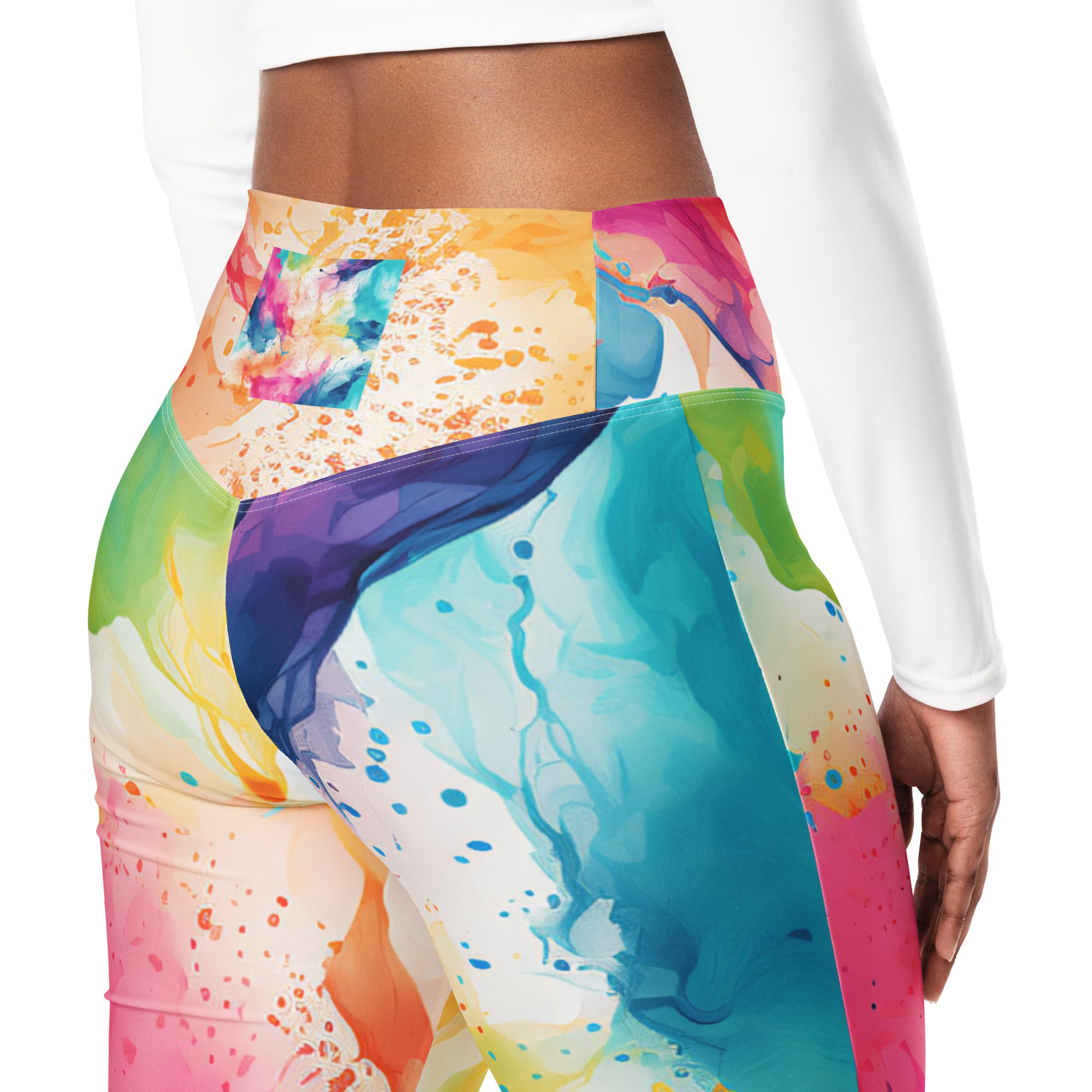 Super Comfortable,Elegant ,Beautiful flared leggings outfit for women,Green pink Flare leggings - Image 5