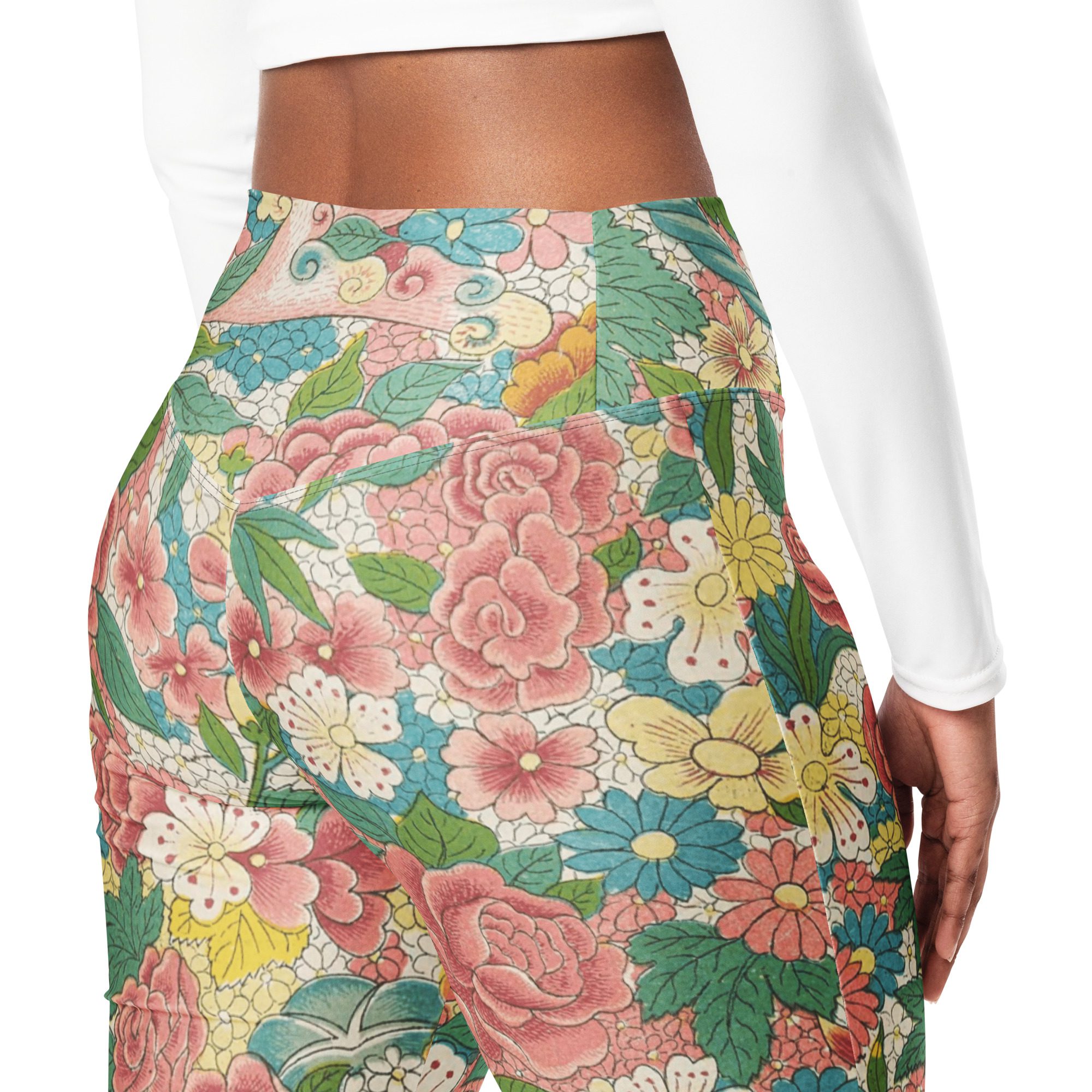 Blossoming Beauty,Health,Wealth and Honor with Luxury Flower Flared Leggings - Recycled, Comfortable, and Stylish! - Image 6