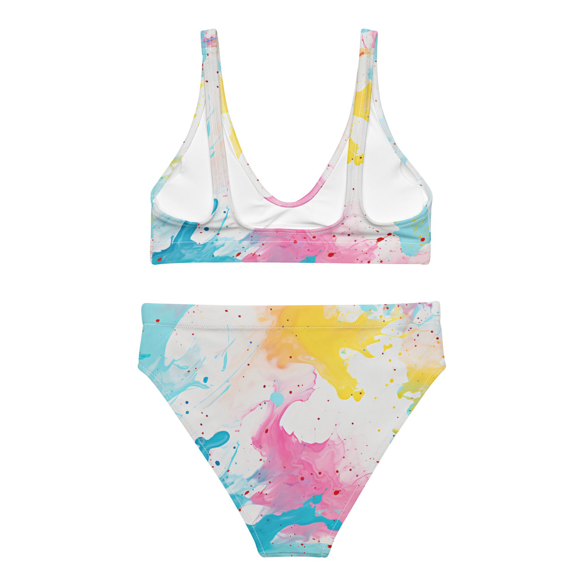 Recycled high-waisted bikini with beautiful Carnival Beach Color pattern - Image 7