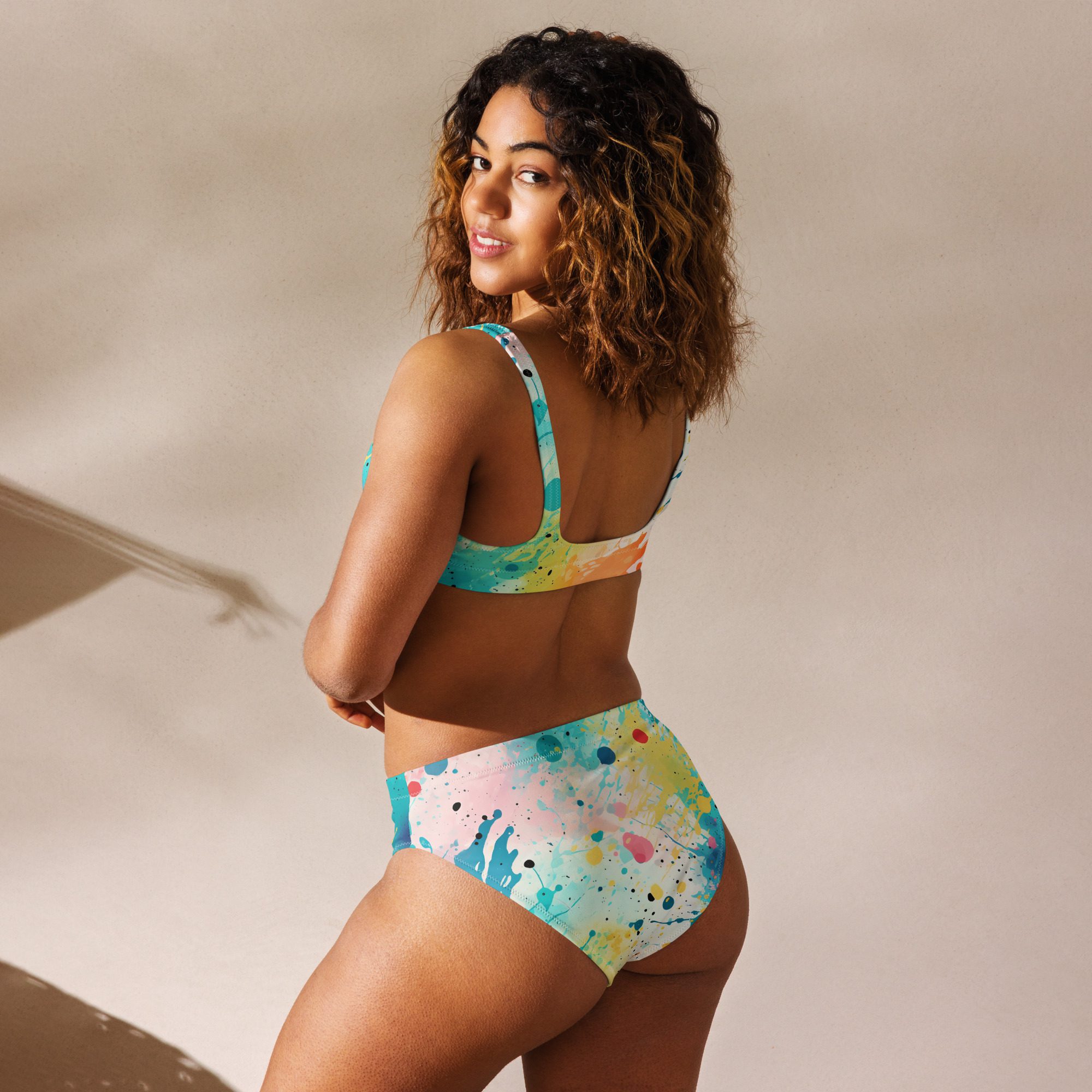 Artful Eco friendly Recycled high-waisted bikini, Elegance, Glamour, Sustainability,Comfort and Style Combined - Image 4