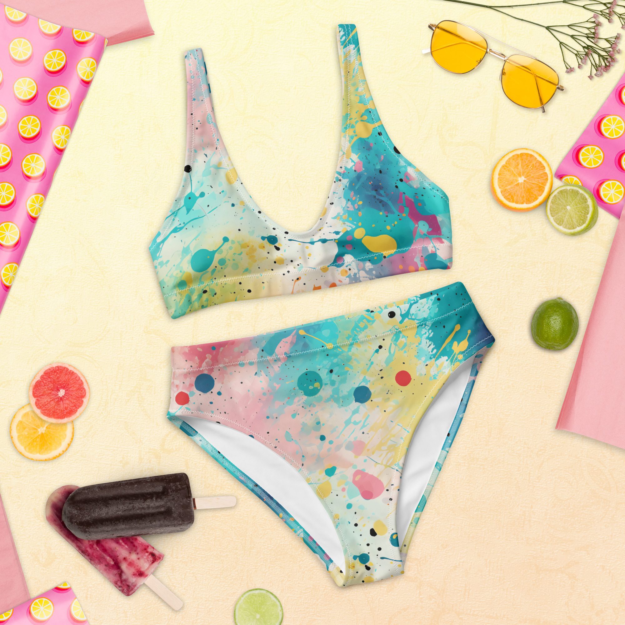 Artful Eco friendly Recycled high-waisted bikini, Elegance, Glamour, Sustainability,Comfort and Style Combined - Image 6