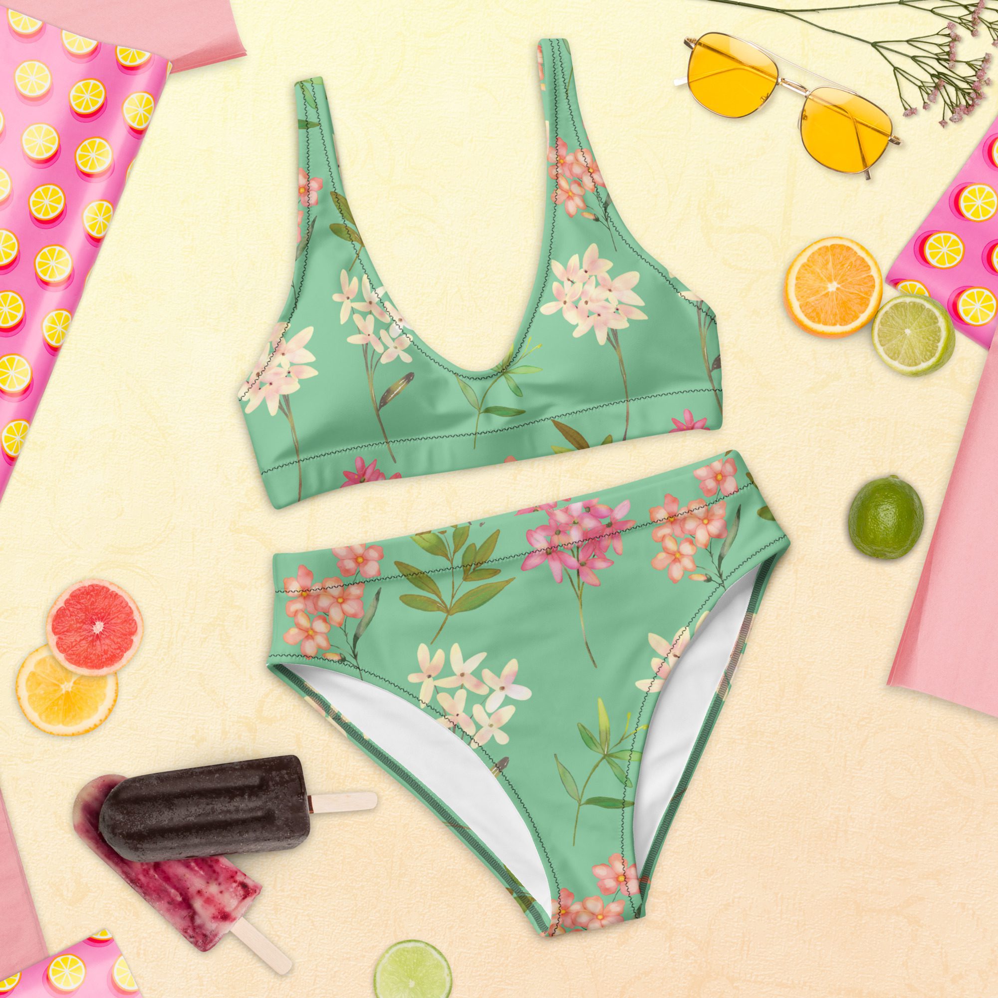 Blossom into Beach Bliss ,Recycled Floral Bikini Set for Sustainable Style and Unmatched Comfort,,Elegant,Beautiful,Glamour - Image 11