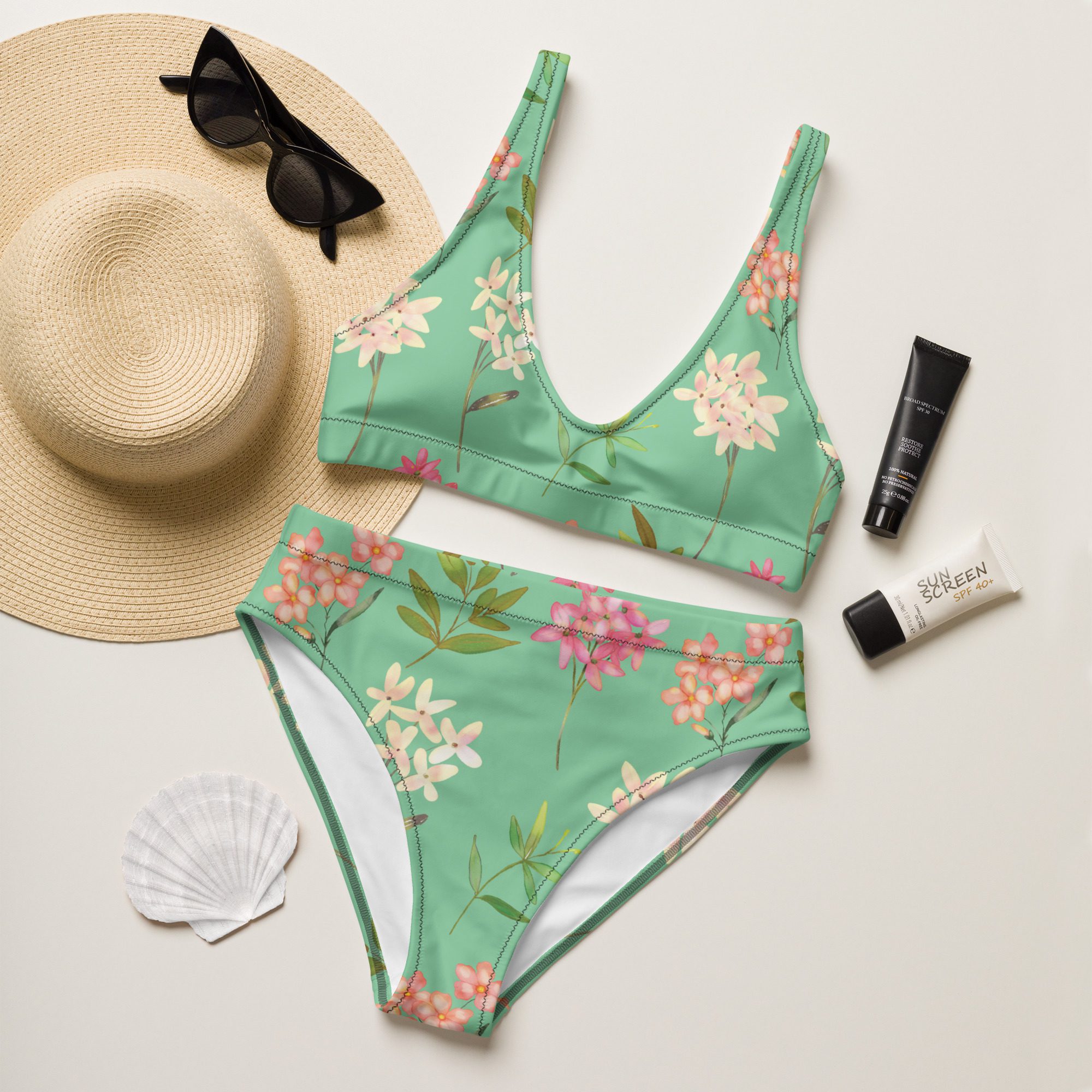 Blossom into Beach Bliss ,Recycled Floral Bikini Set for Sustainable Style and Unmatched Comfort,,Elegant,Beautiful,Glamour - Image 12