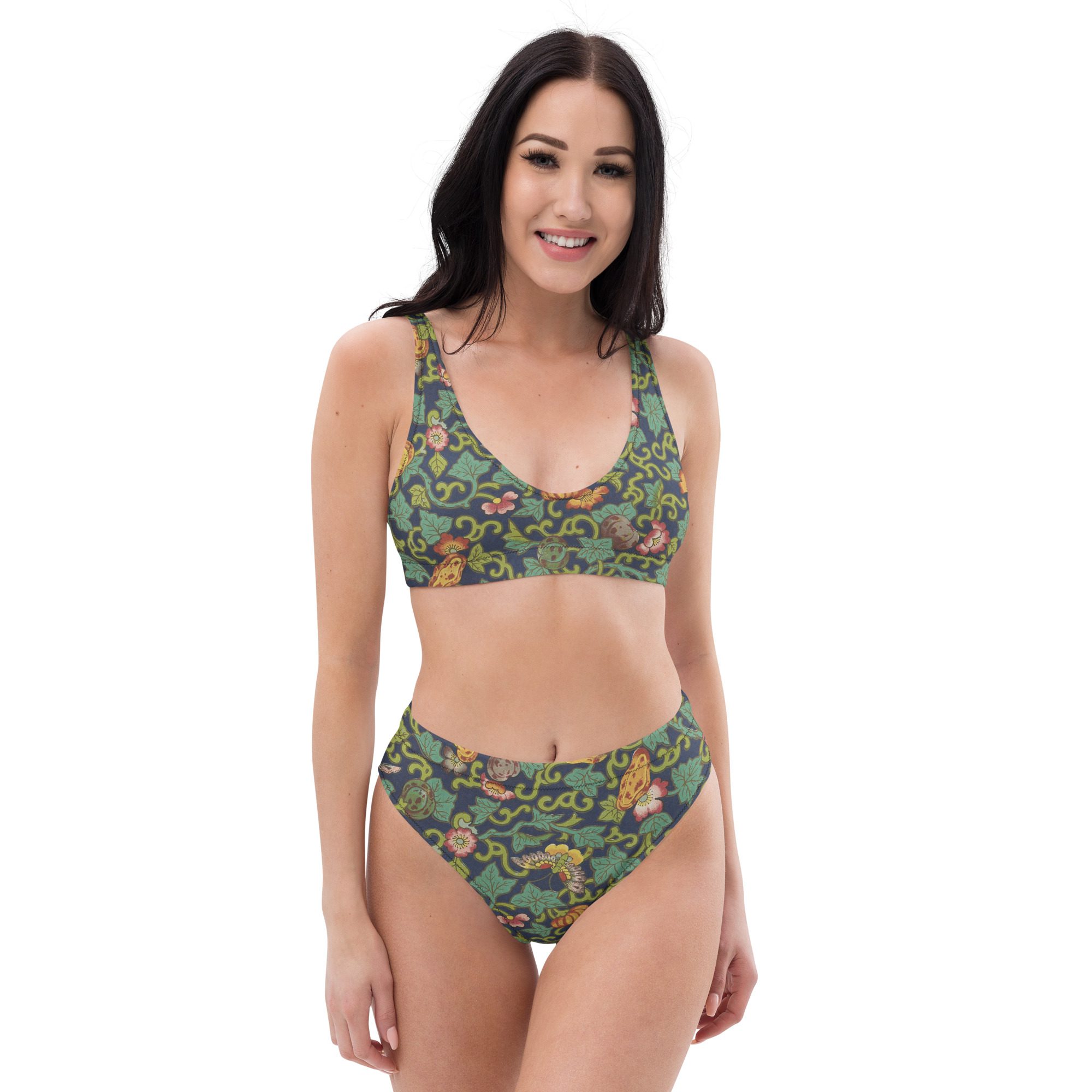 Glamour Eco-Friendly High-Waisted Bikini with Mysterious Stunning Chinese Flower and Butterfly Designs Glamour Eco-Friendly High-Waisted Bikini with Mysterious Stunning Chinese Flower and Butterfly Designs