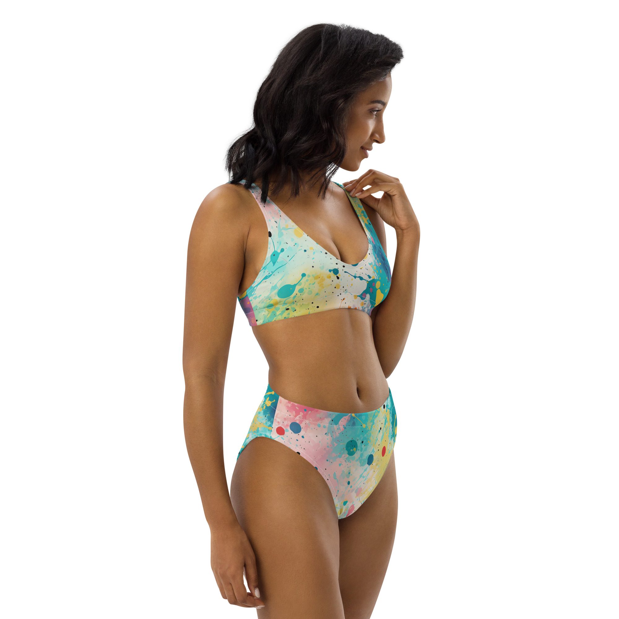 Artful Eco friendly Recycled high-waisted bikini, Elegance, Glamour, Sustainability,Comfort and Style Combined - Image 3