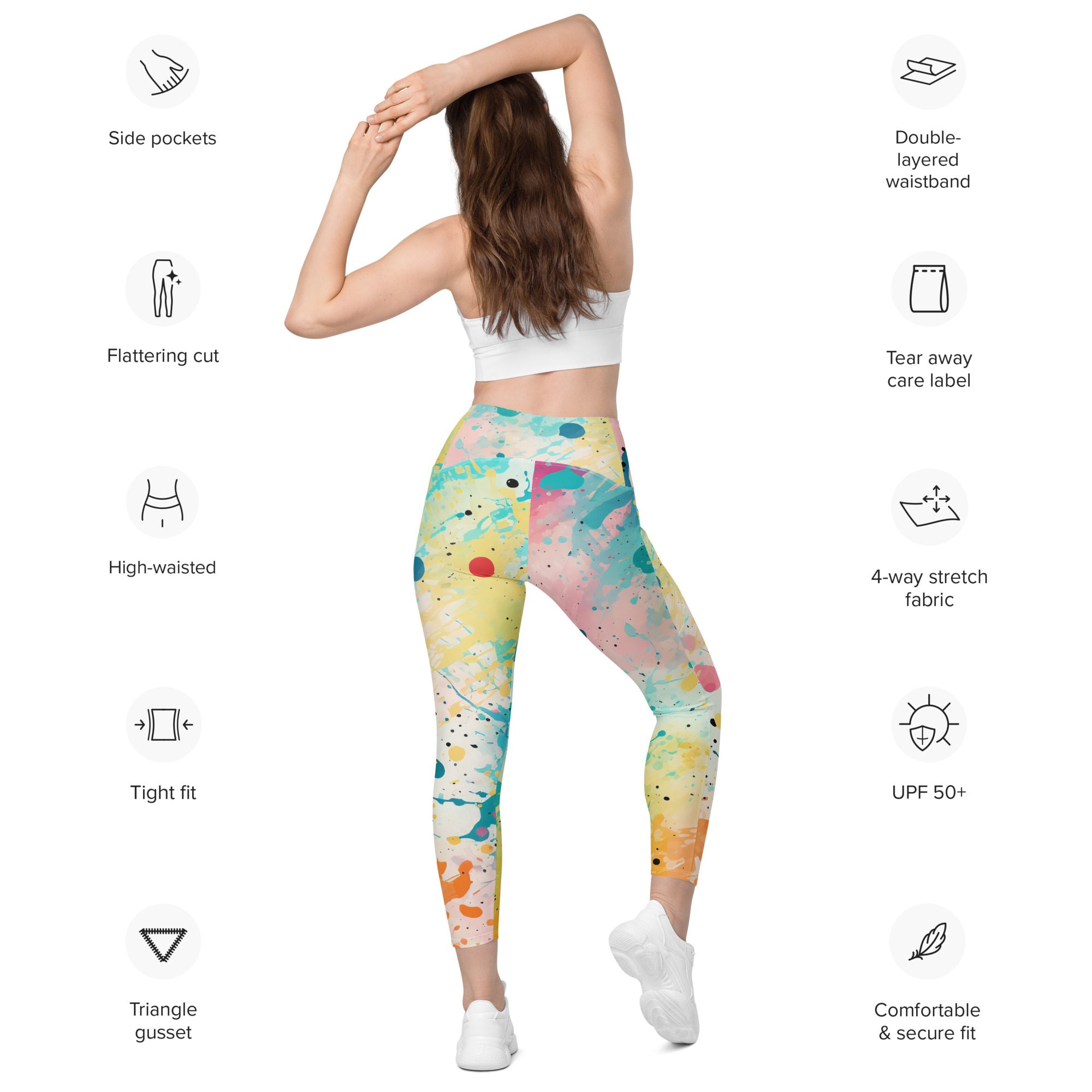 NEW band Dreamy Shape Carnival Beach Art Leggings with pockets,eco friendly,exceptional comfort - Image 3
