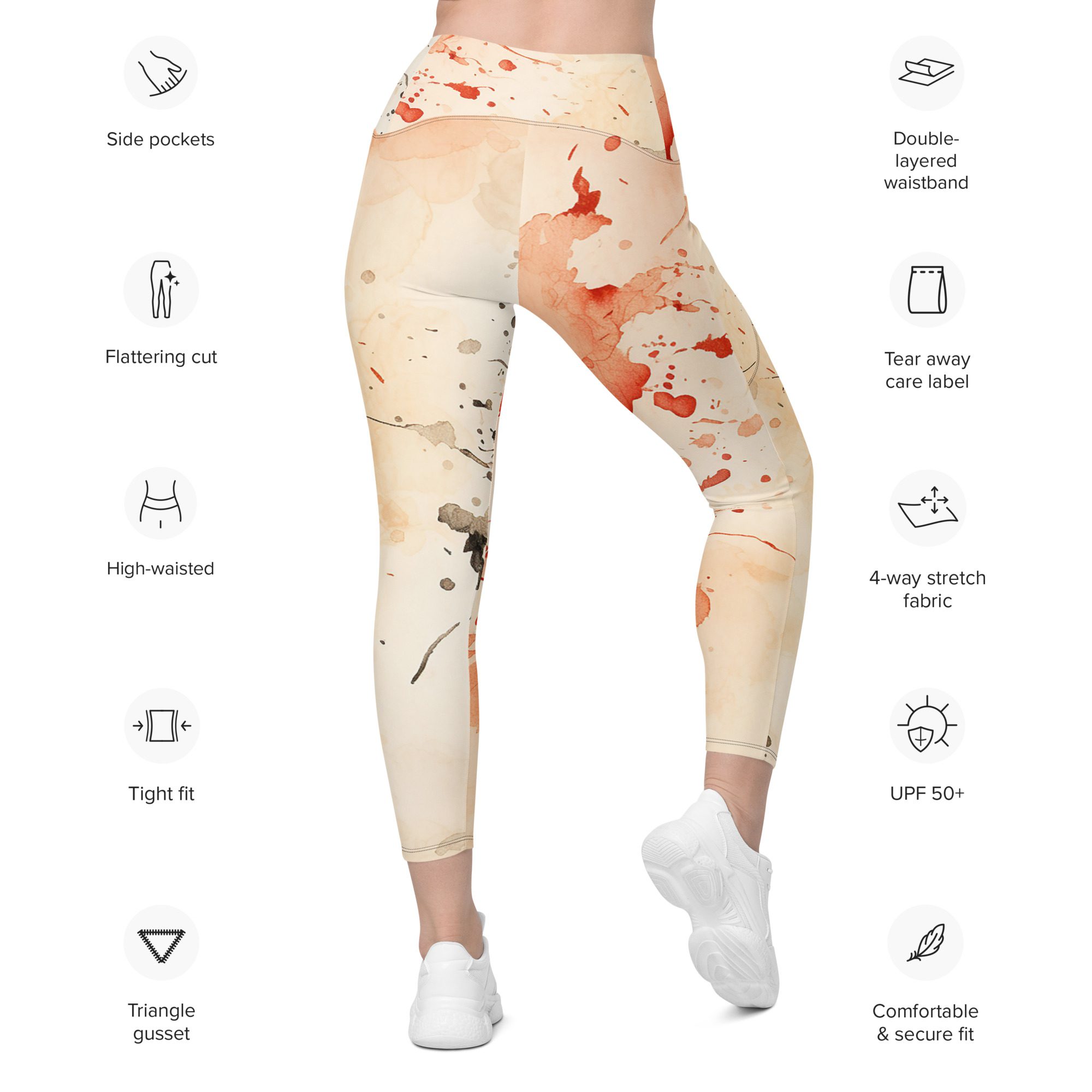 Vibrant Ink Orange Recycled Leggings with pockets Elevate Your Style and Sustainability - Image 9
