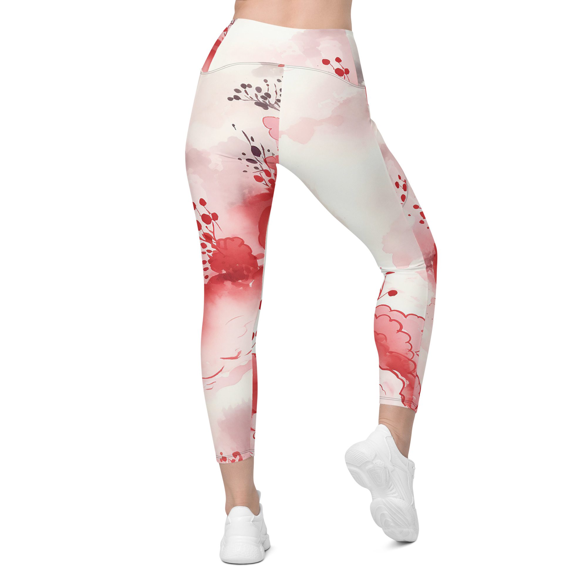 O FLare Leggings with pockets Unleash Your Inner Wildflower Eco-Conscious Fit Leggings with Vibrant Floral Majesty - Image 7