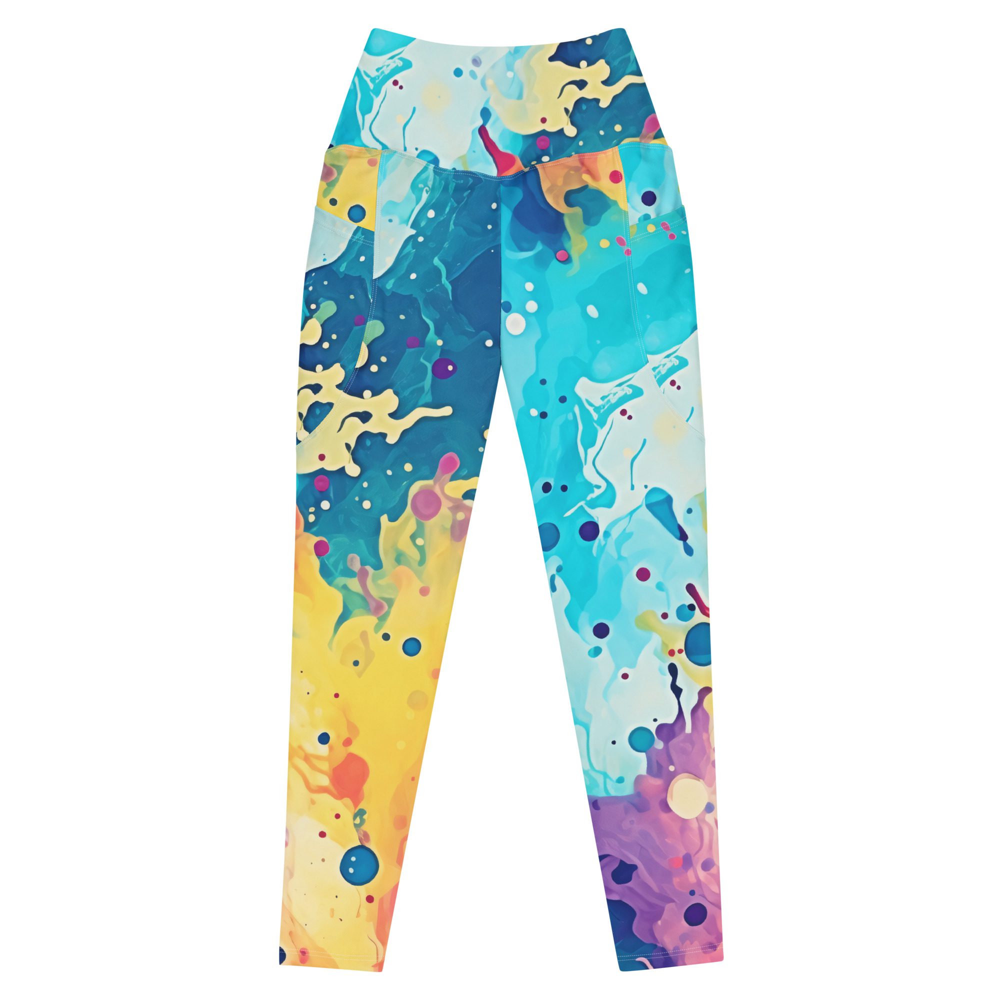 Feel Great, Look Great, and Do Good ,High-Waisted Leggings with pockets for the Eco-Conscious Women, beautiful Carnival Beach Colors - Image 10