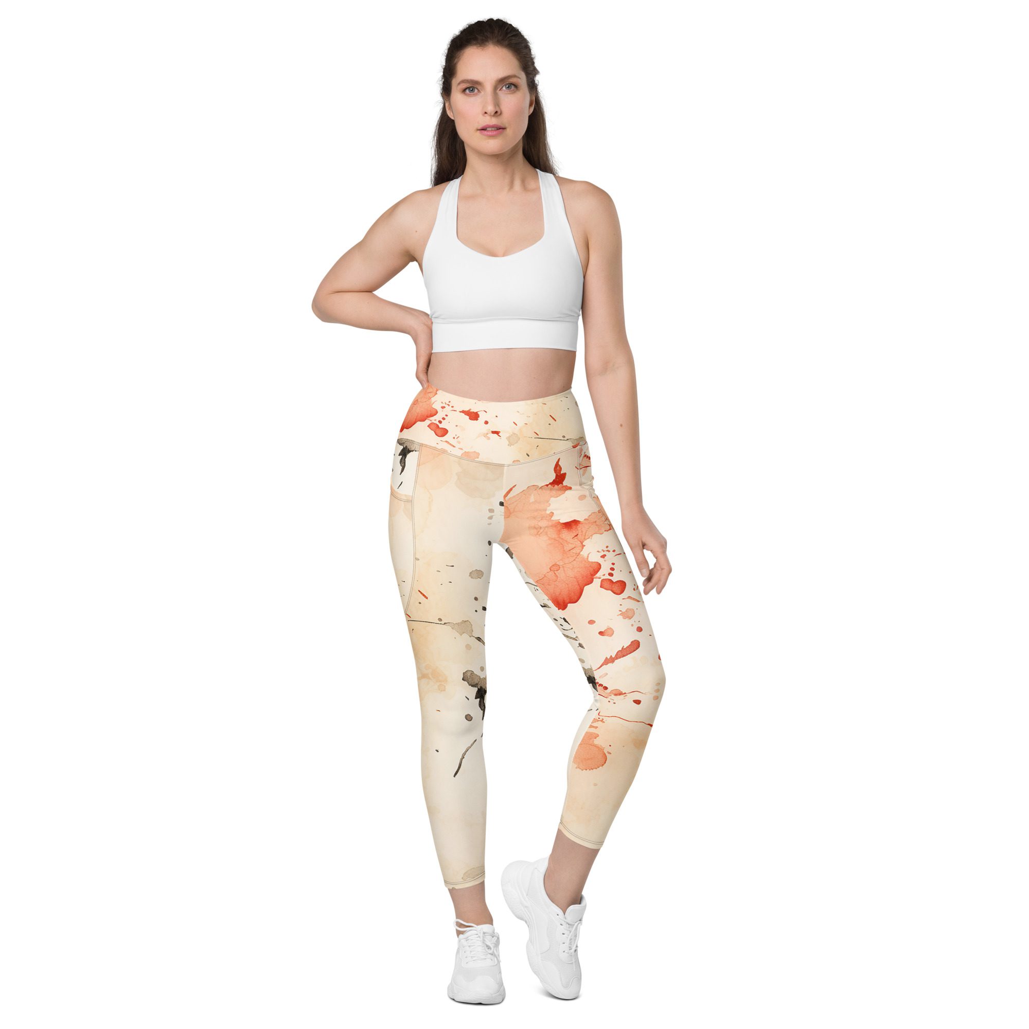 Vibrant Ink Orange Recycled Leggings with pockets Elevate Your Style and Sustainability - Image 5
