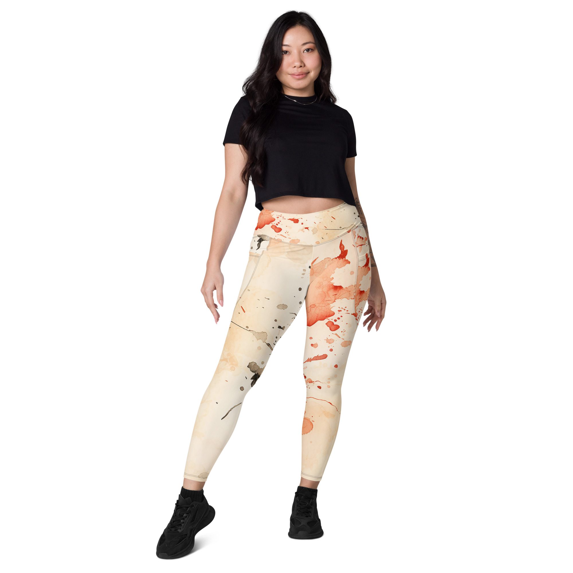 Vibrant Ink Orange Recycled Leggings with pockets Elevate Your Style and Sustainability - Image 6