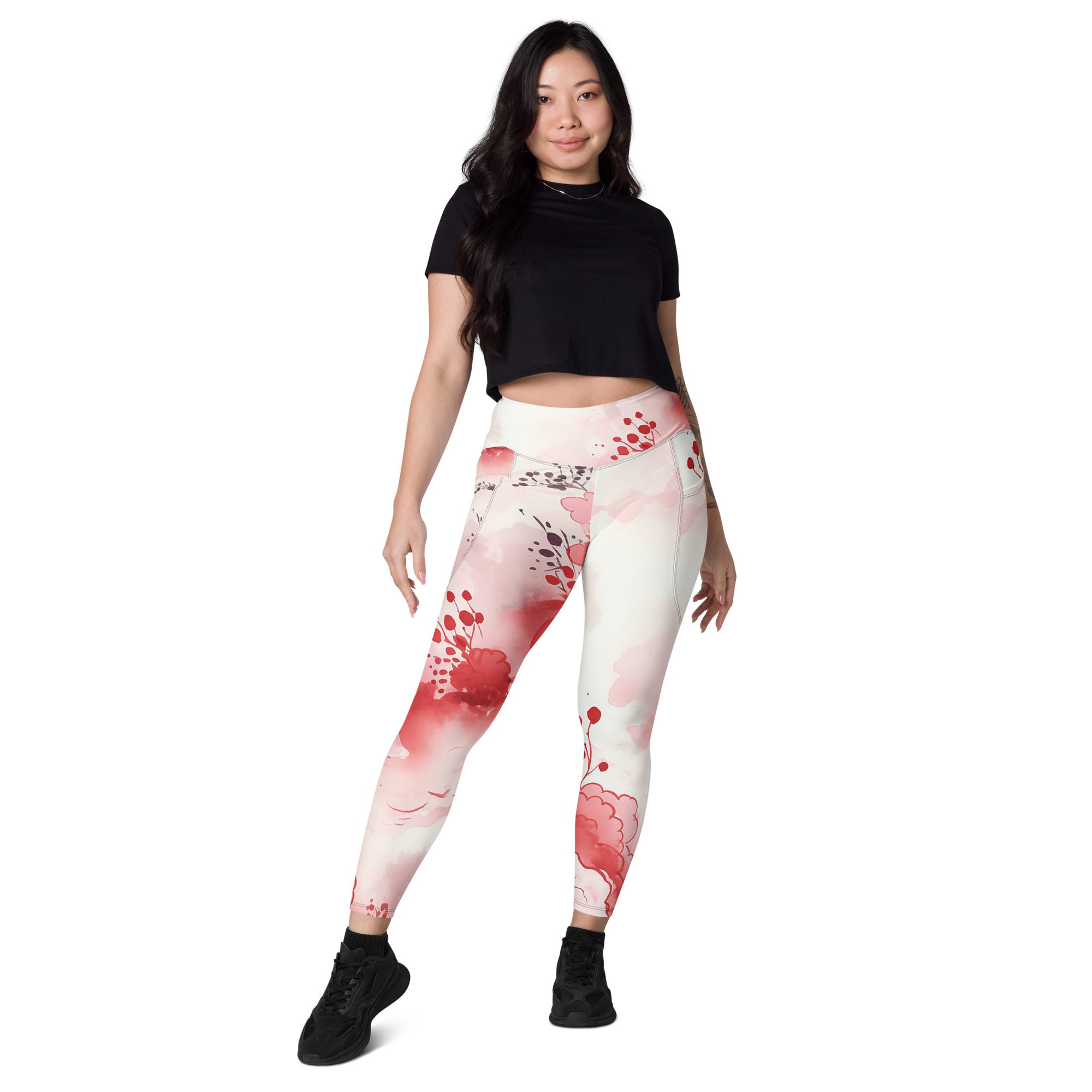 O FLare Leggings with pockets Unleash Your Inner Wildflower Eco-Conscious Fit Leggings with Vibrant Floral Majesty - Image 5