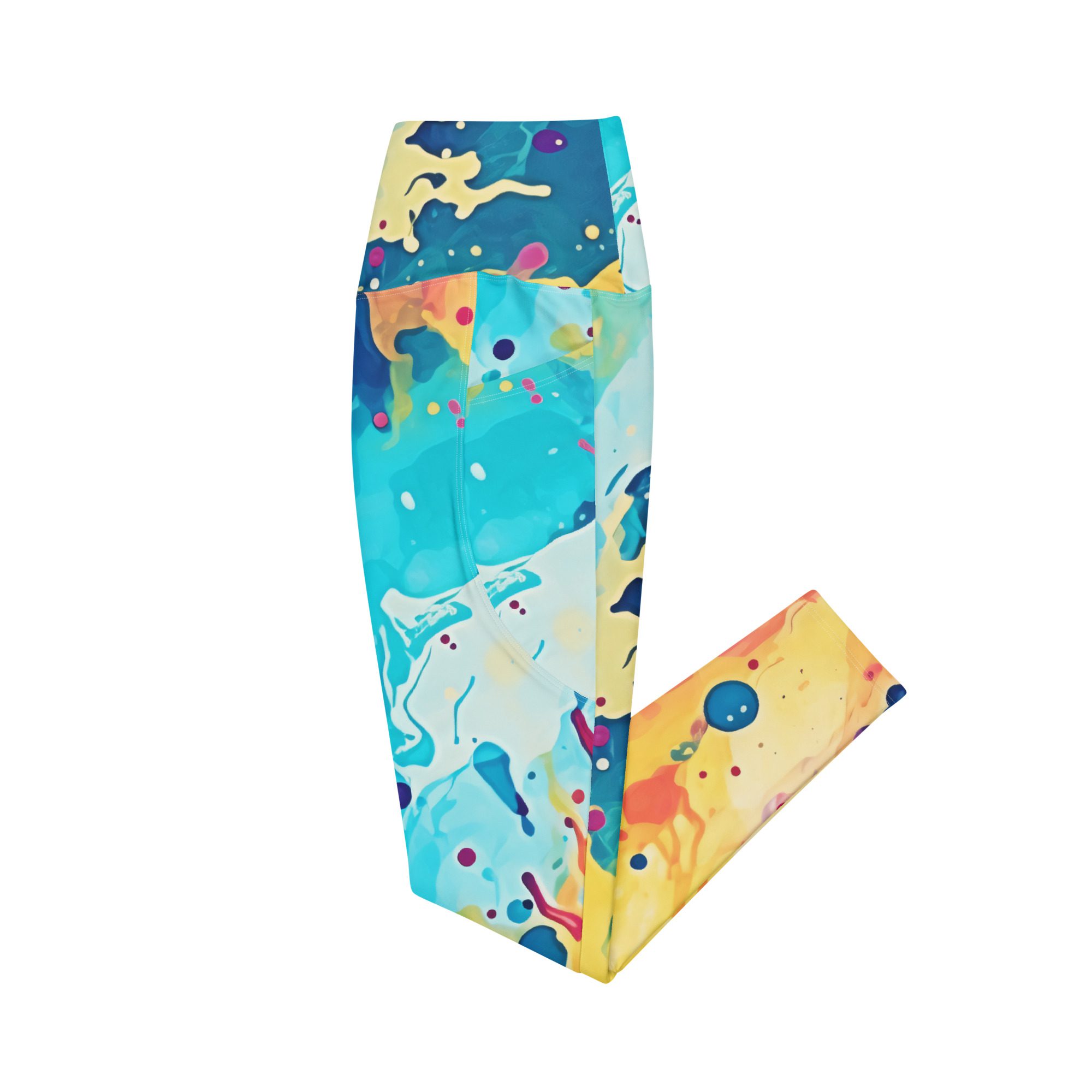 Feel Great, Look Great, and Do Good ,High-Waisted Leggings with pockets for the Eco-Conscious Women, beautiful Carnival Beach Colors - Image 9