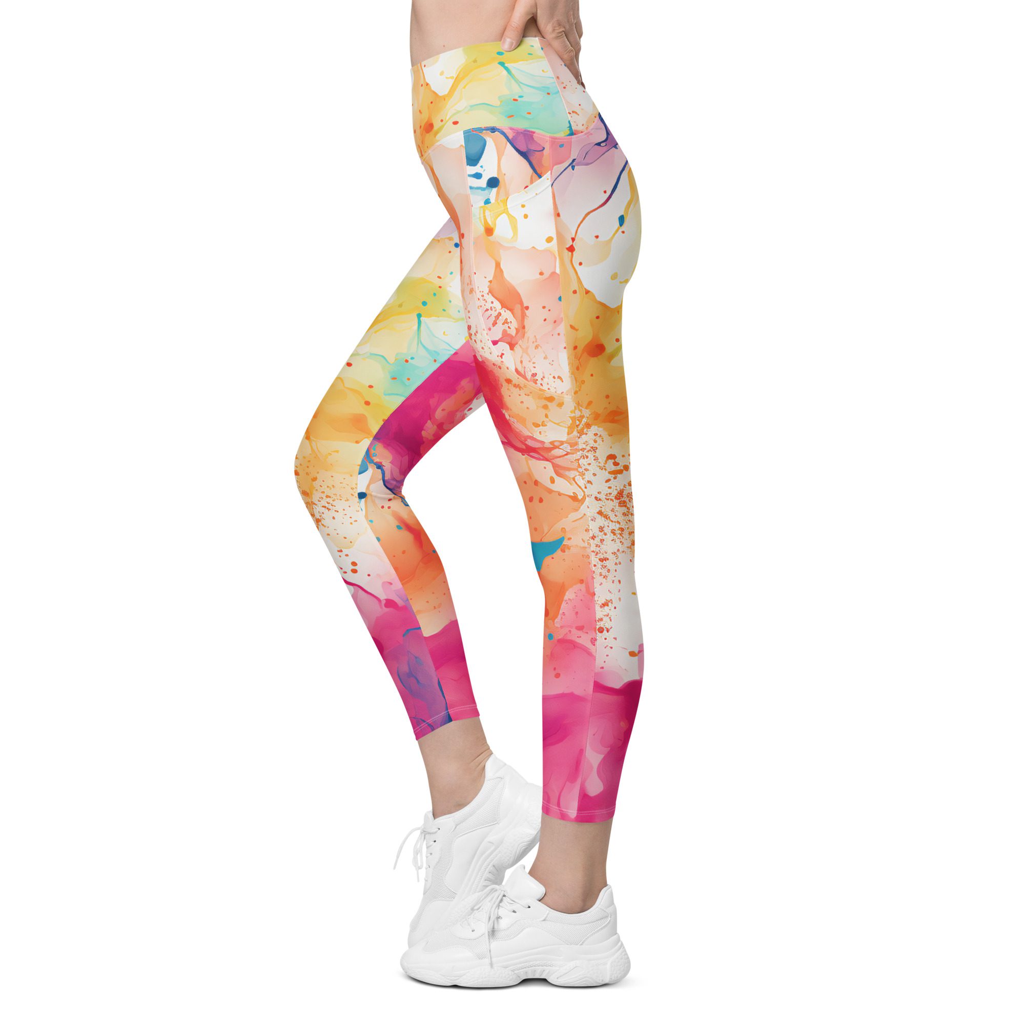 O Flare brand Leggings with pockets,Carnival Beach Color,not Flared Leggings - Image 7