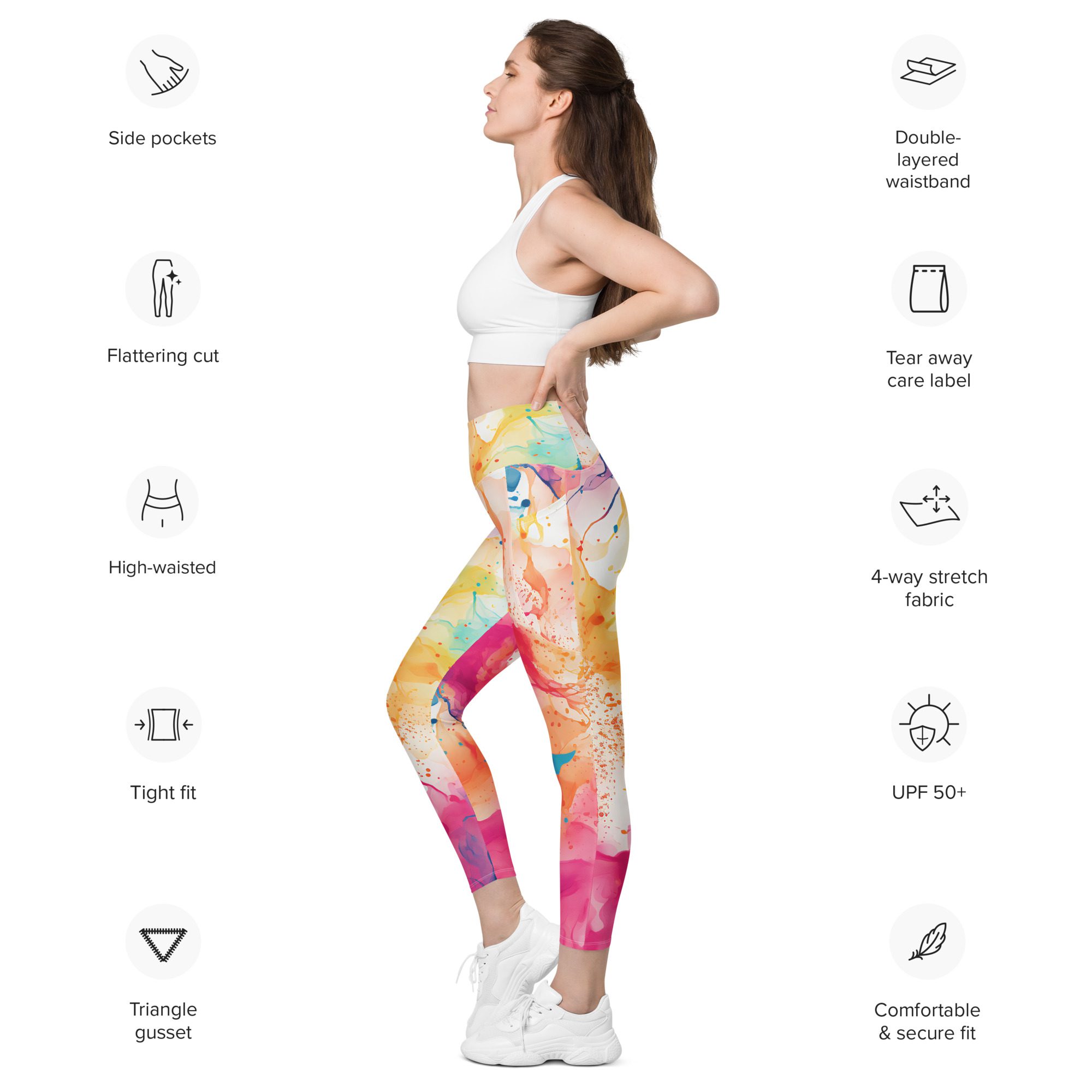 O Flare brand Leggings with pockets,Carnival Beach Color,not Flared Leggings - Image 11