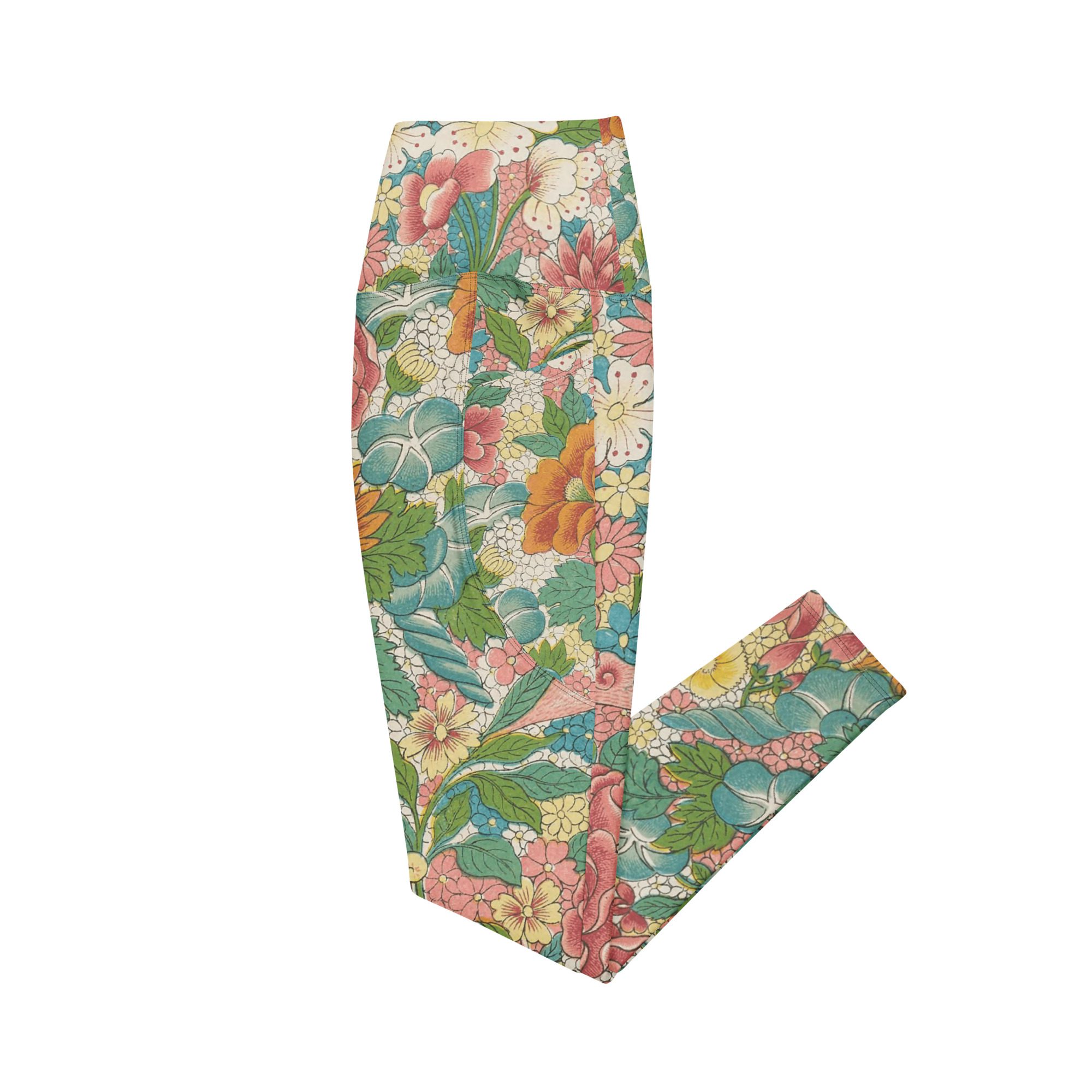 Elegance and Prosperity with Luxury Flower Mudan Recycled Pocket Leggings - A Perfect Blend of Style, Comfort, and Sustainability - Image 11