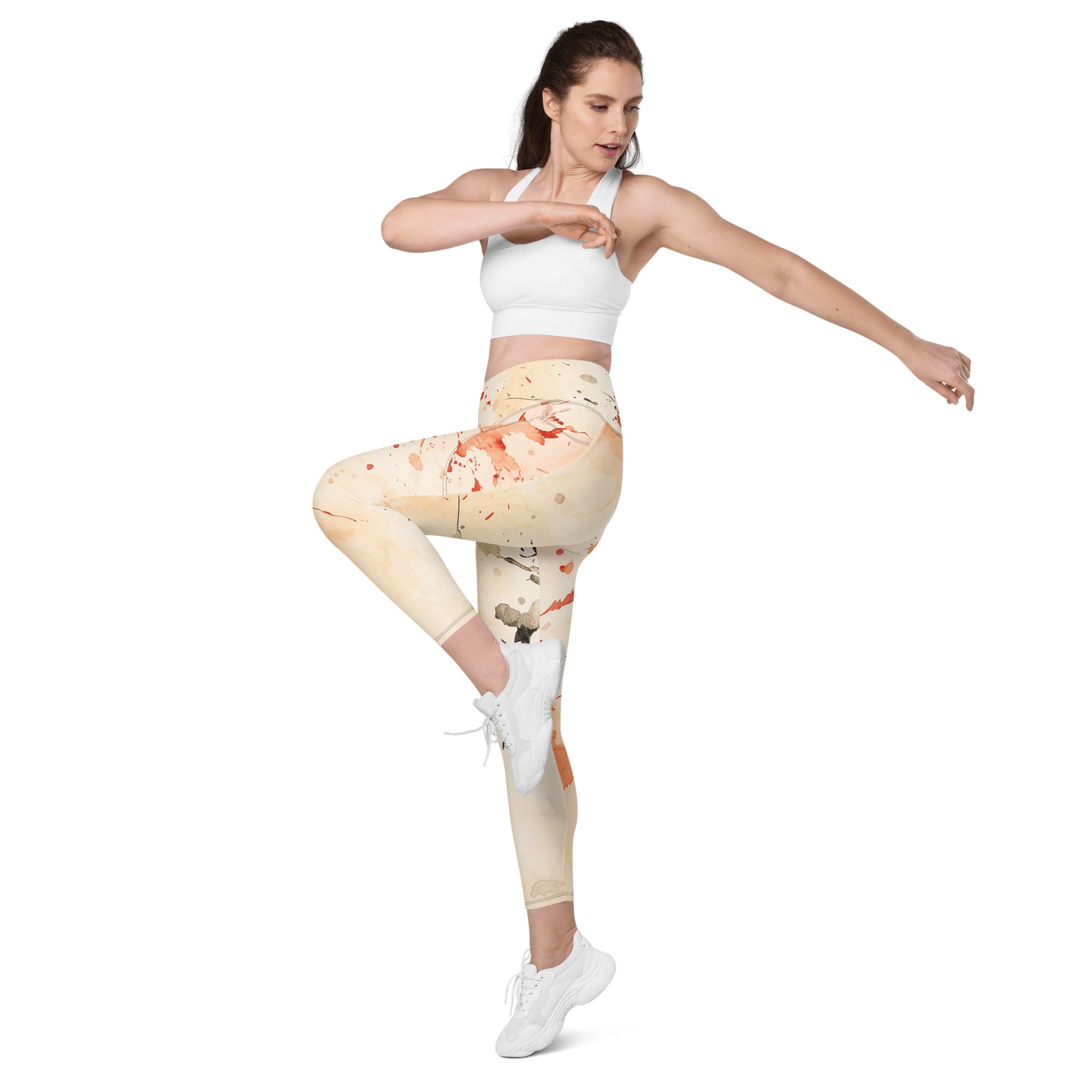 Vibrant Ink Orange Recycled Leggings with pockets Elevate Your Style and Sustainability - Image 4