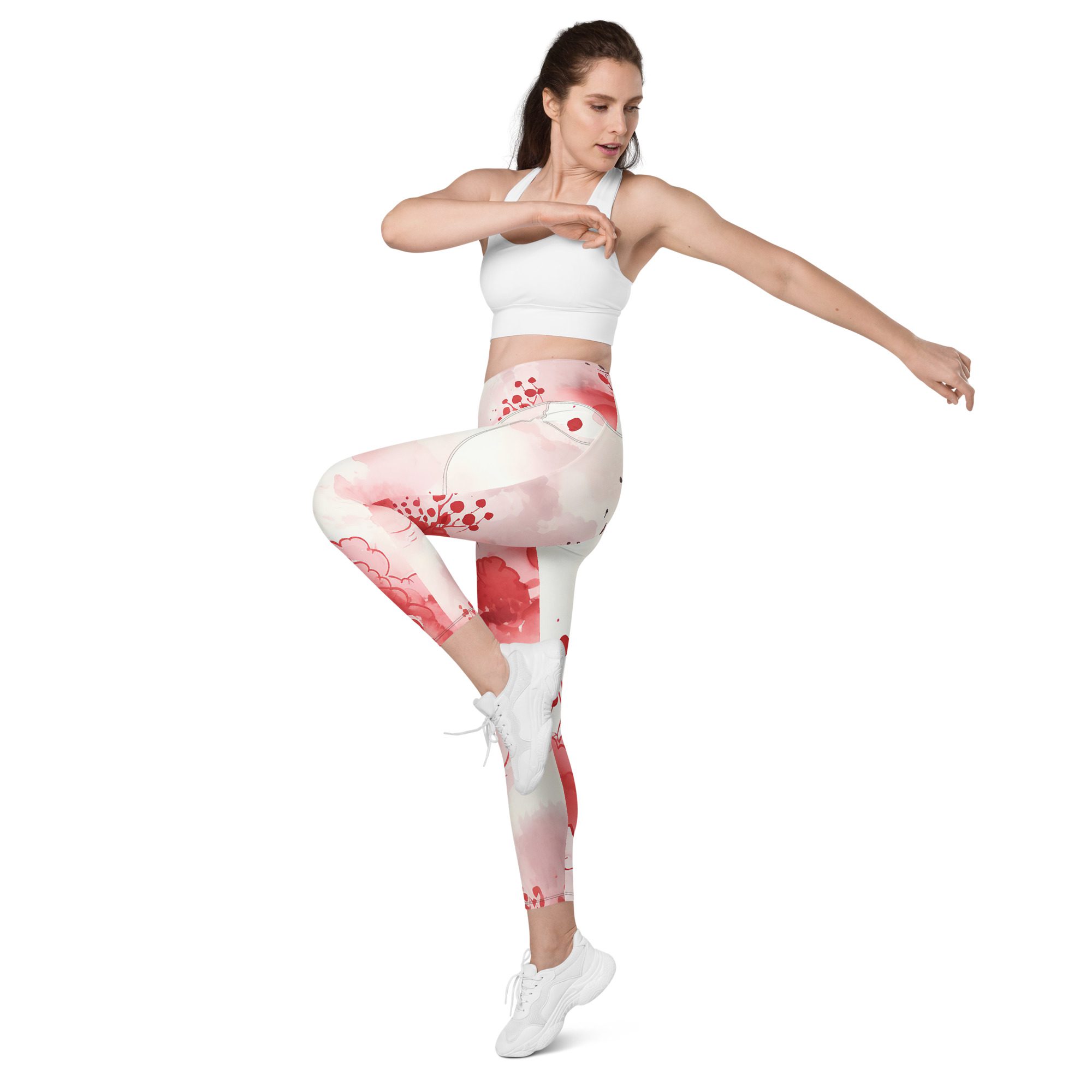 O FLare Leggings with pockets Unleash Your Inner Wildflower Eco-Conscious Fit Leggings with Vibrant Floral Majesty - Image 4