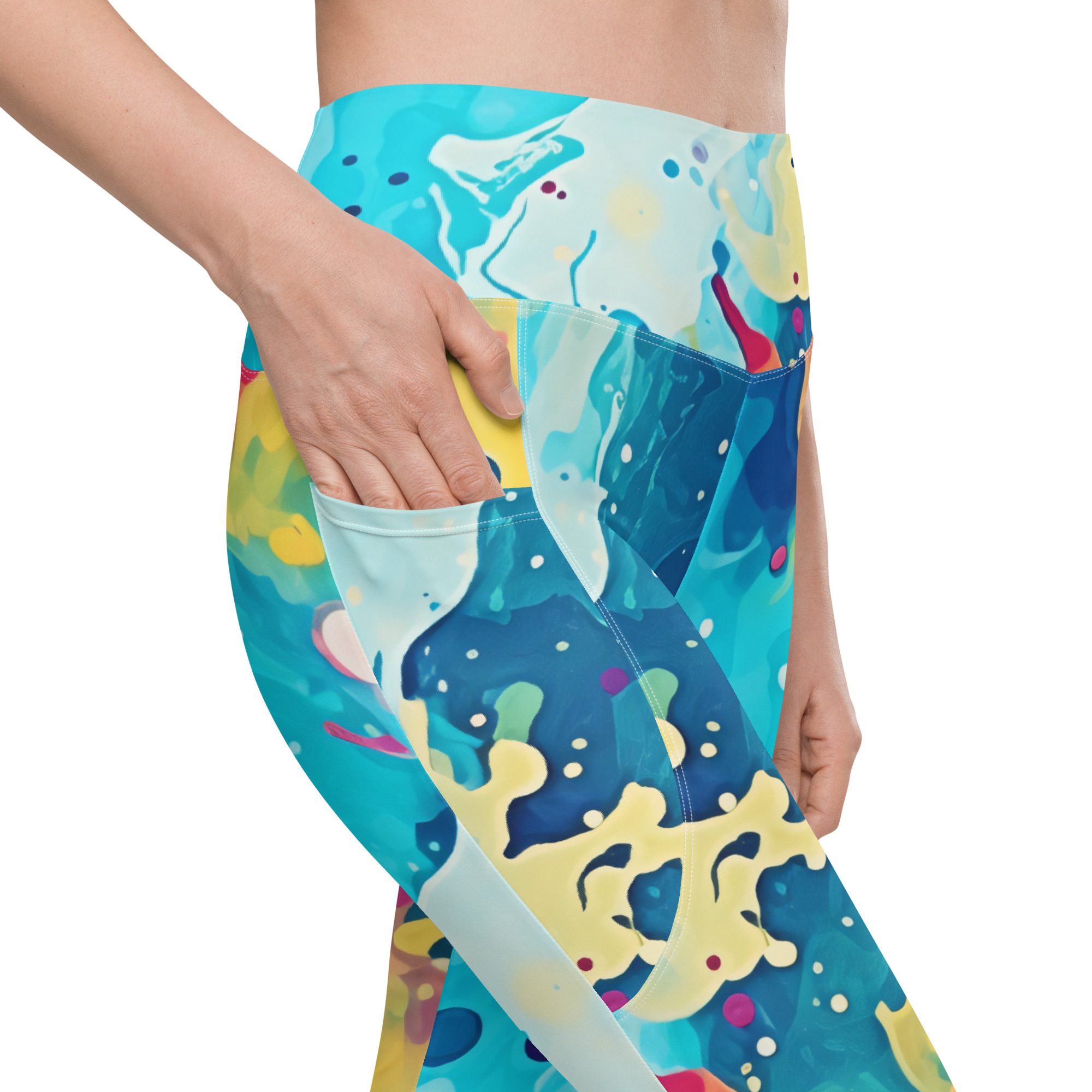 Feel Great, Look Great, and Do Good ,High-Waisted Leggings with pockets for the Eco-Conscious Women, beautiful Carnival Beach Colors - Image 12