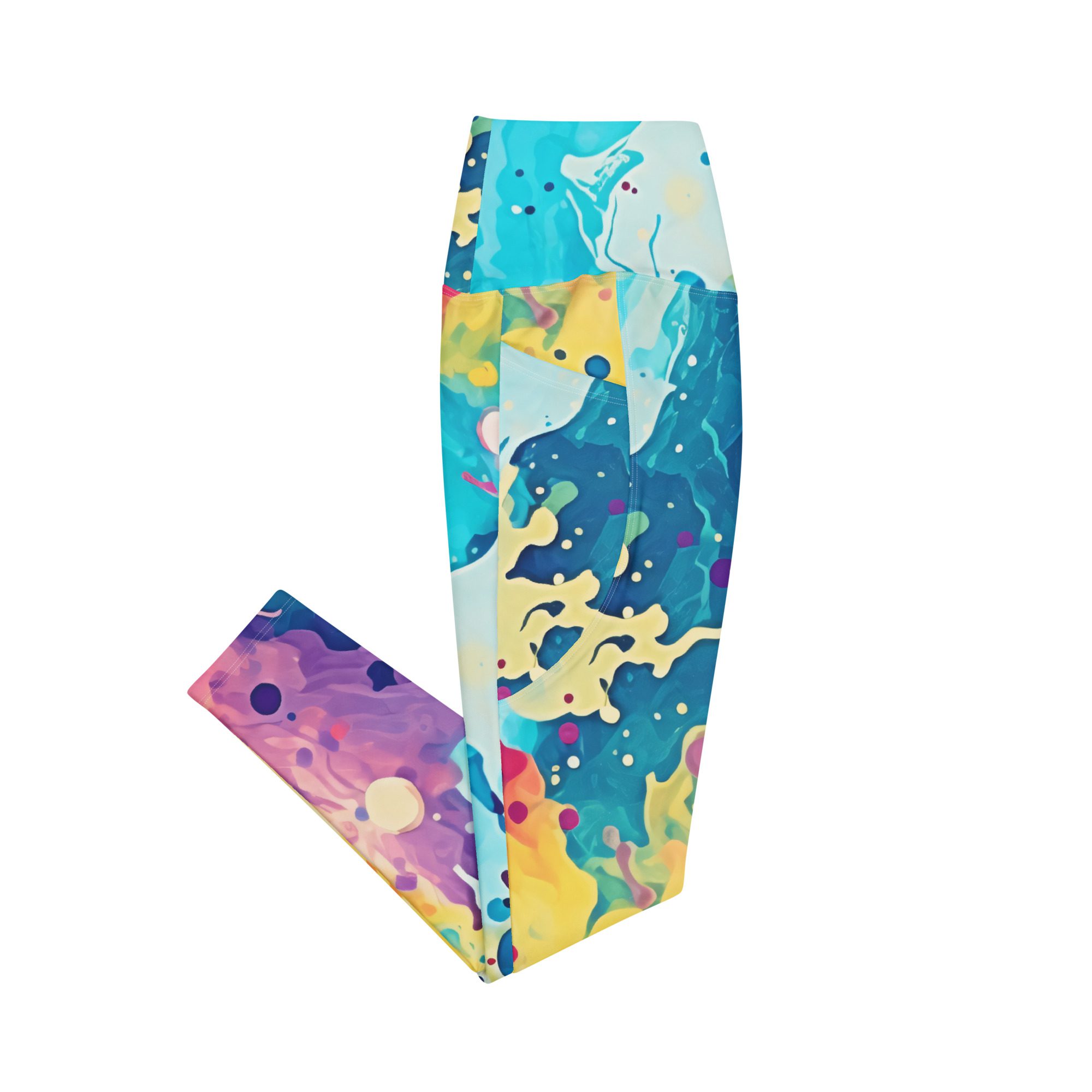 Feel Great, Look Great, and Do Good ,High-Waisted Leggings with pockets for the Eco-Conscious Women, beautiful Carnival Beach Colors - Image 8