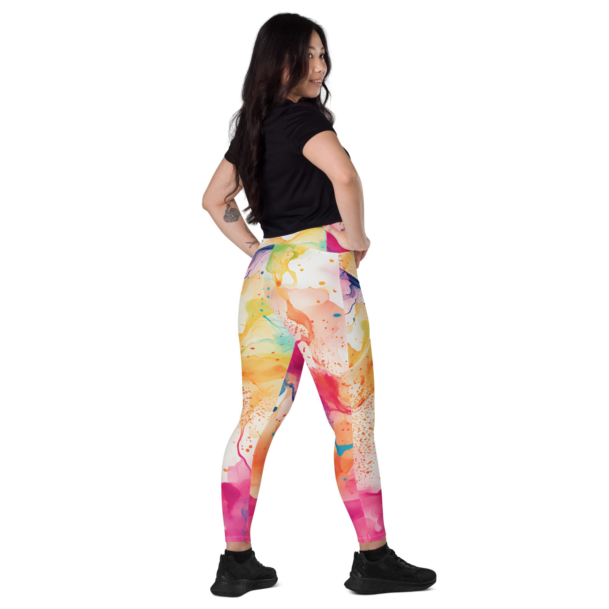 O Flare brand Leggings with pockets,Carnival Beach Color,not Flared Leggings - Image 3