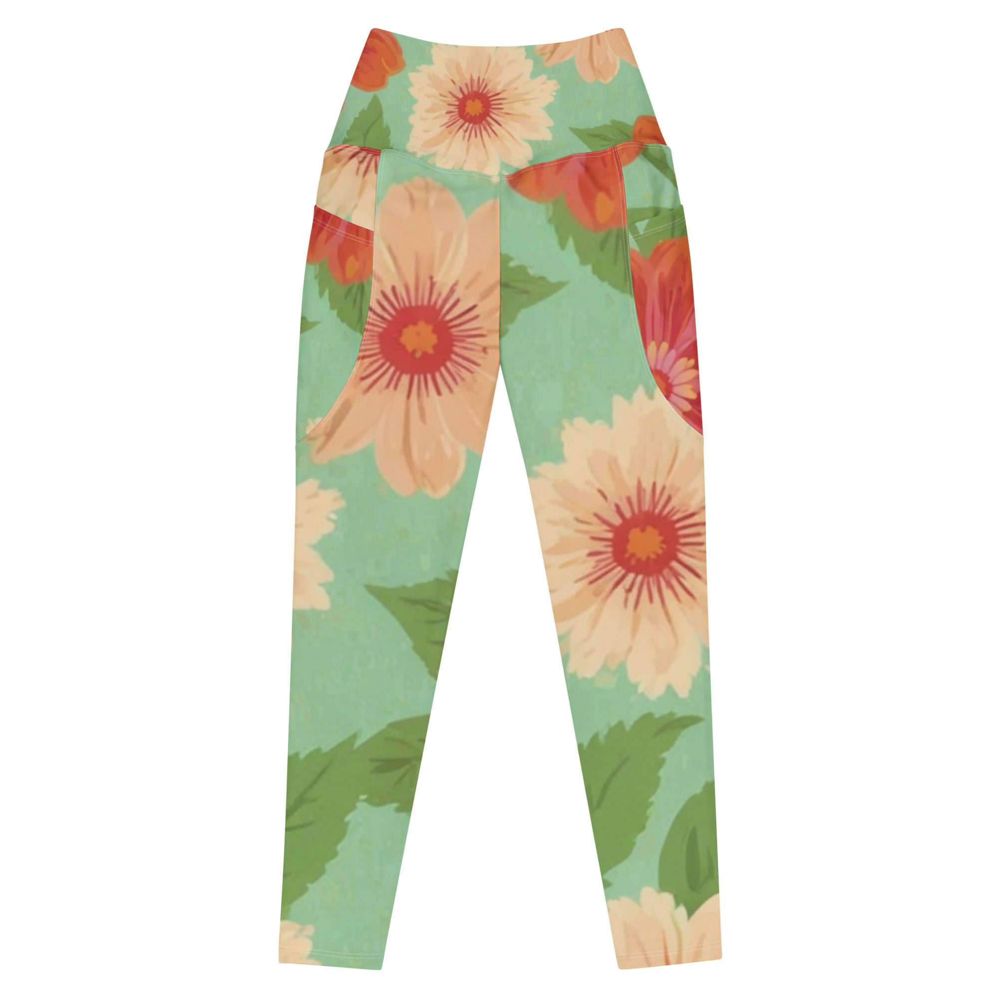 Green Eco-Friendly Leggings with pockets Nature's Elegance Functional Fashion