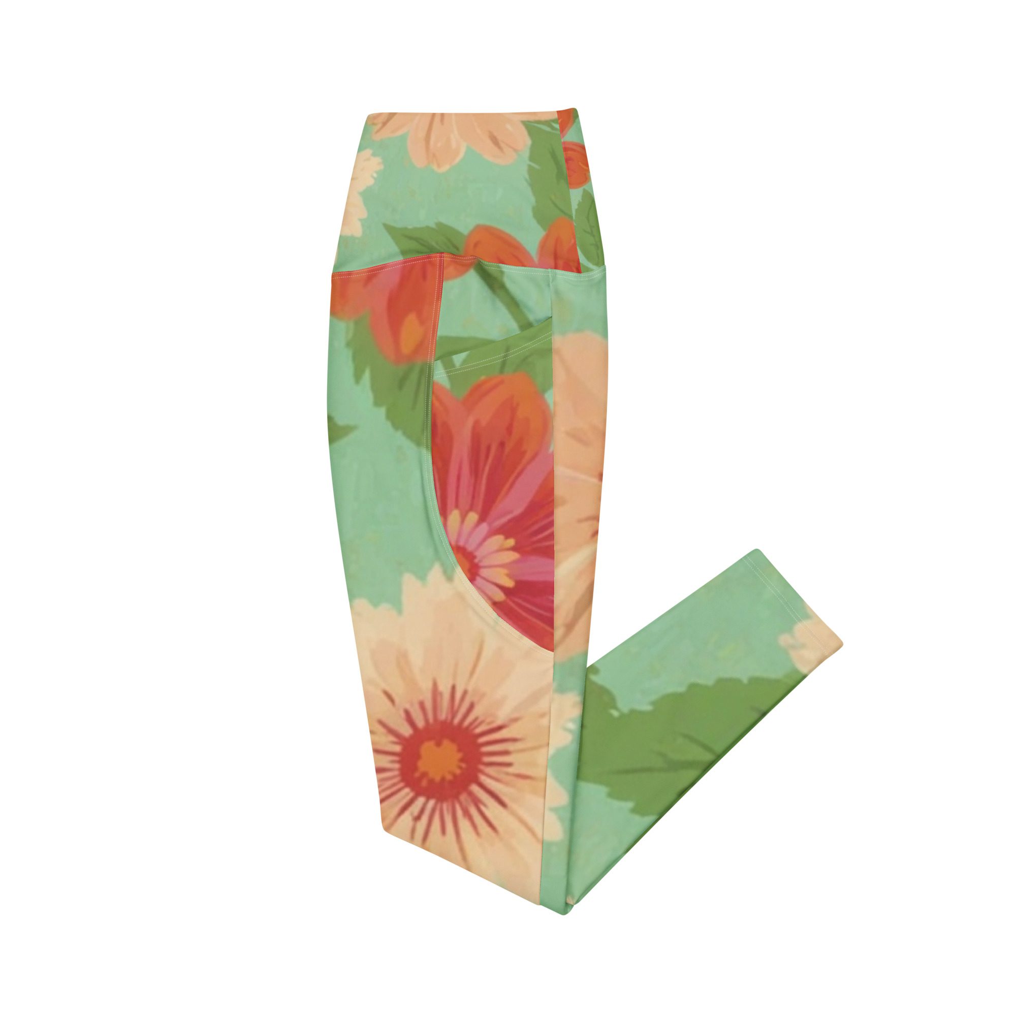 Green Eco-Friendly Leggings with pockets Nature's Elegance Functional Fashion