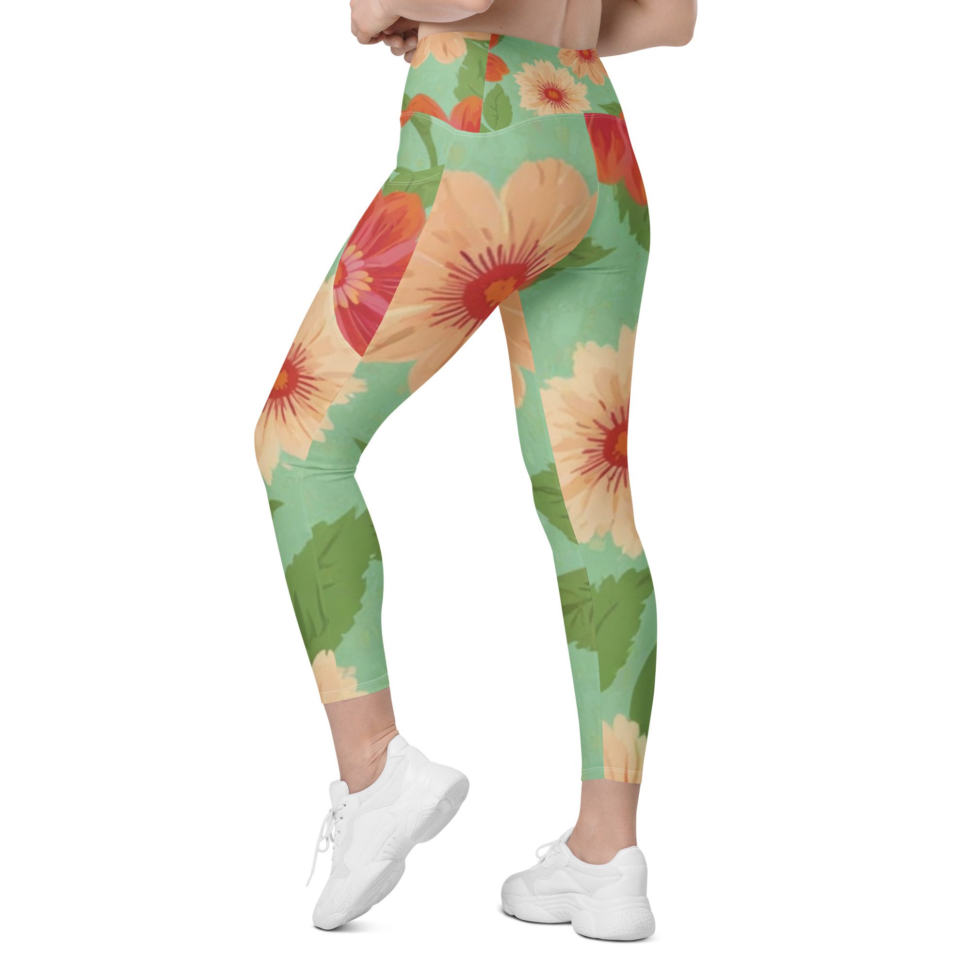 Green Eco-Friendly Leggings with pockets Nature's Elegance Functional Fashion