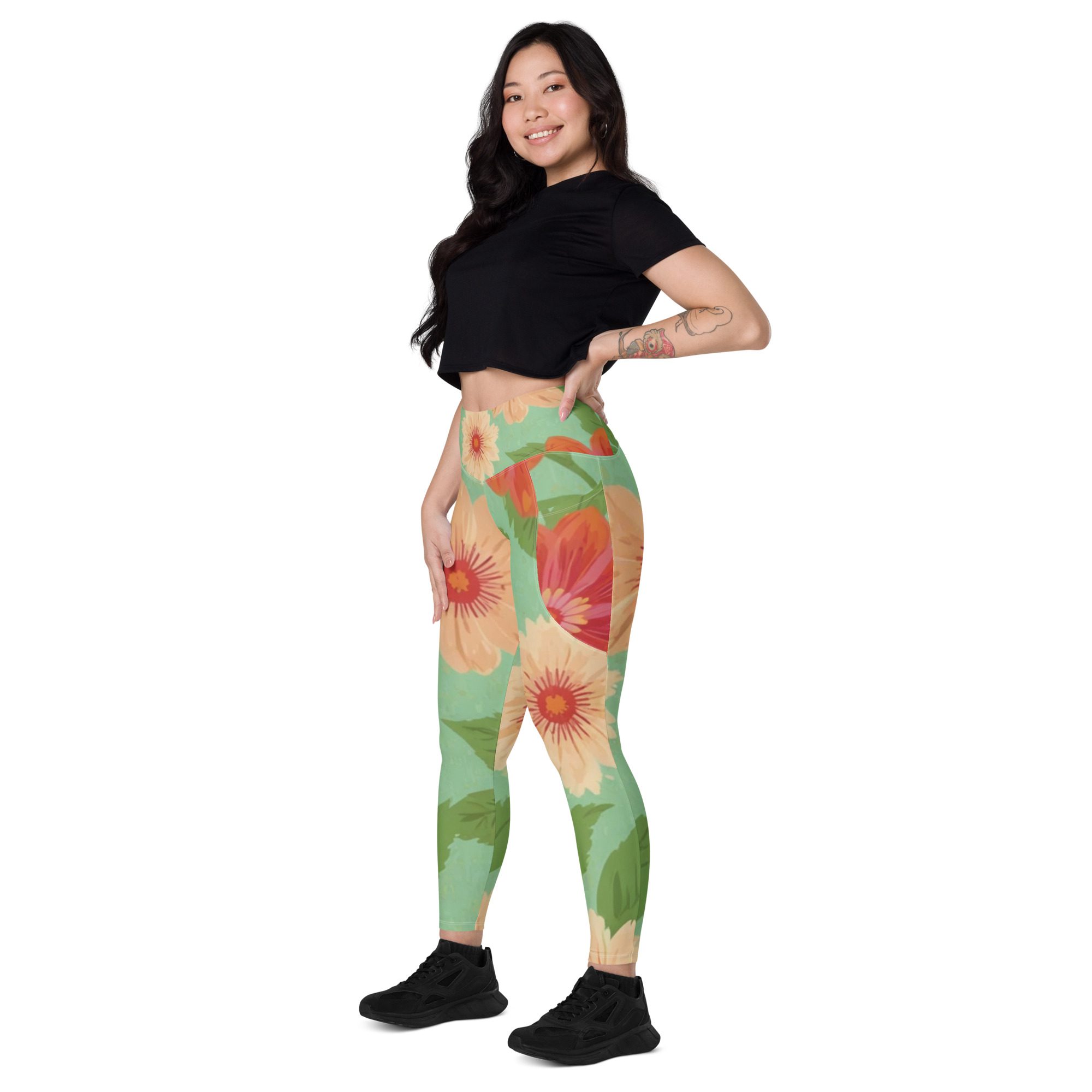 Green Eco-Friendly Leggings with pockets Nature's Elegance Functional Fashion