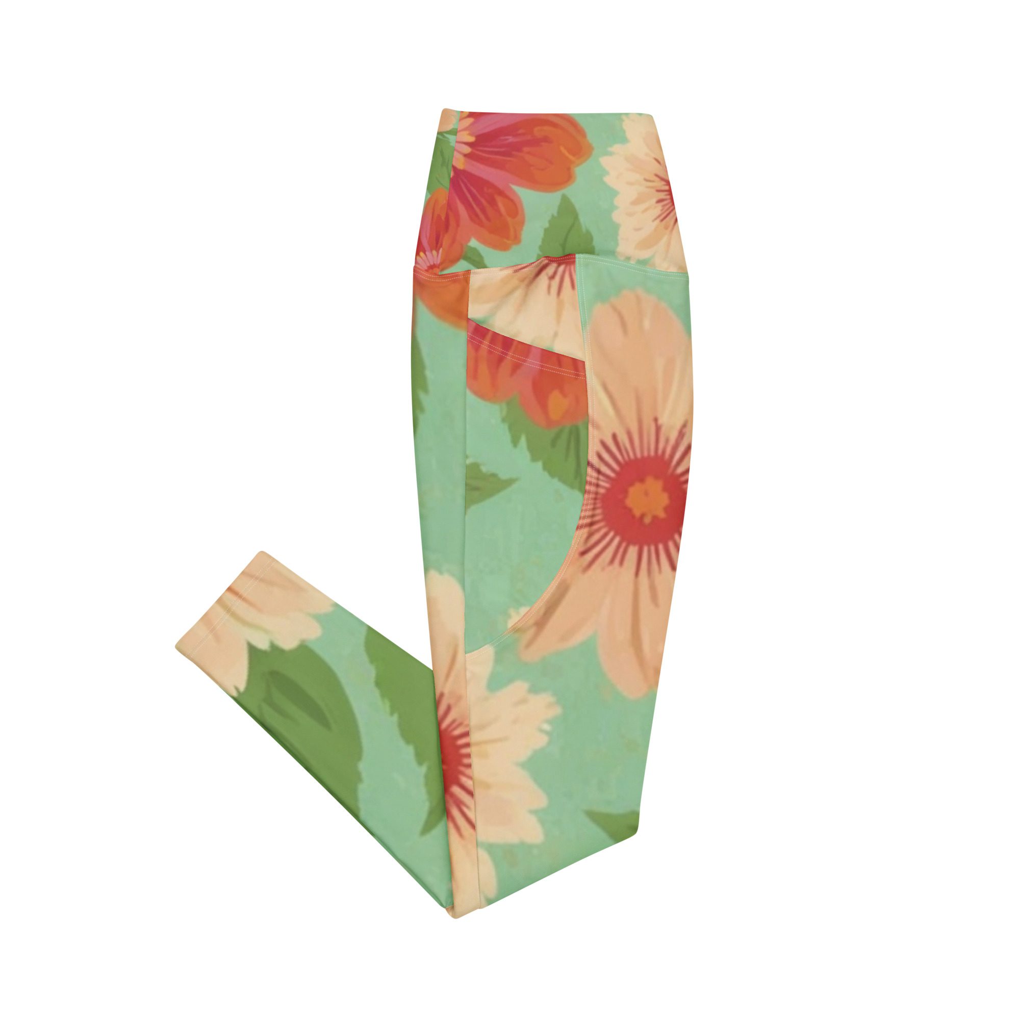Green Eco-Friendly Leggings with pockets Nature's Elegance Functional Fashion
